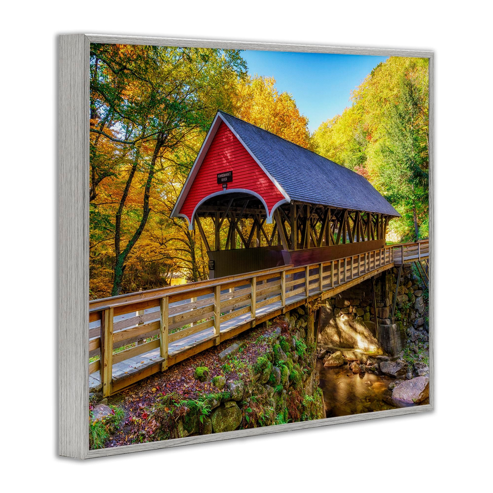 Stupell Industries Red Wall Art 11 x 14 Inch Framed Giclée Print | Rustic Woodland Creek Scene - view 2