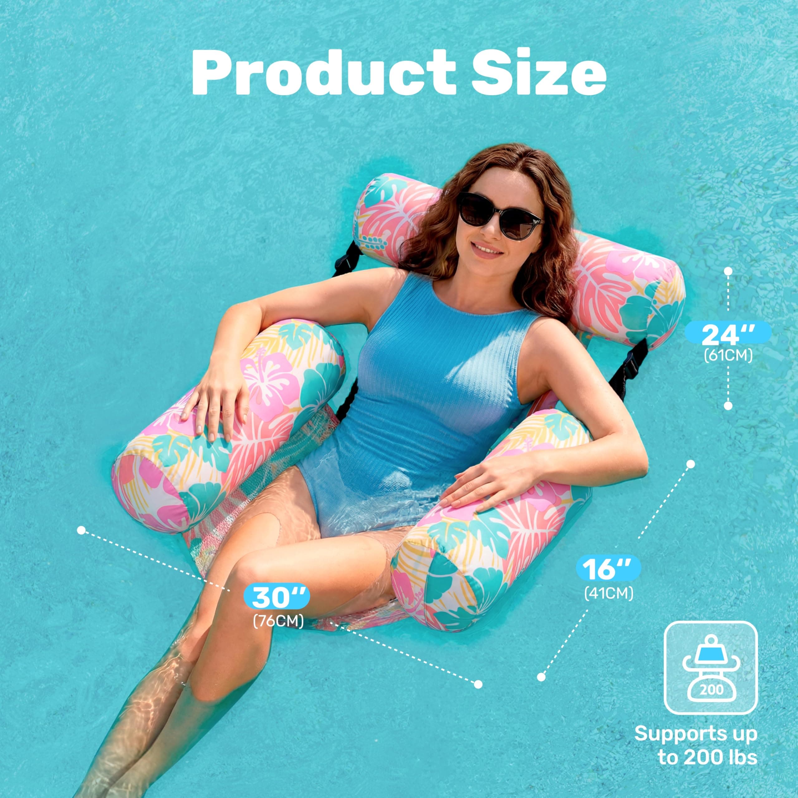 Sloosh Inflatable Pool Floats Lounge Chairs 2-Pack | 113 kg (250 lb) Weight Capacity - view 4