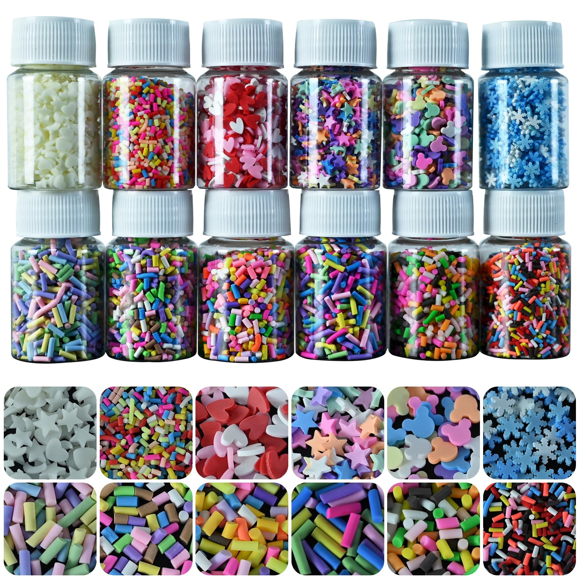 LIKETURE Fake Sprinkles 12 Jars 180g | DIY Nail Art & Resin Crafts | 12 Mixed Colors - main product image