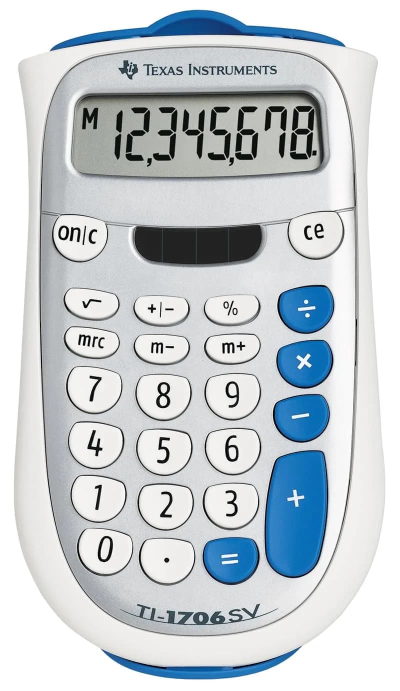 Texas Instruments TI-1706 SV Standard Function Calculator | 8-Digit SuperView Display, Dual Power, Compact Design