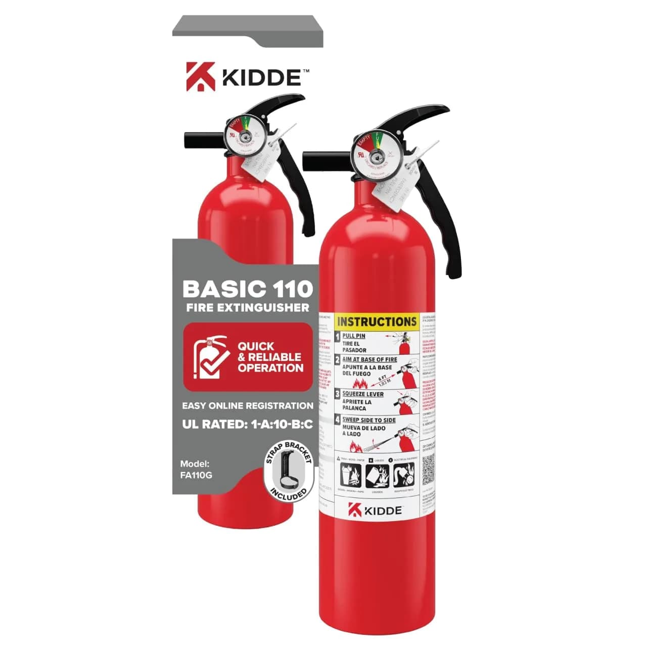 Kidde Fire Extinguisher 1-A:10-B:C | Home Safety, UL Listed, 2.5 lbs, Easy Mount - main product image