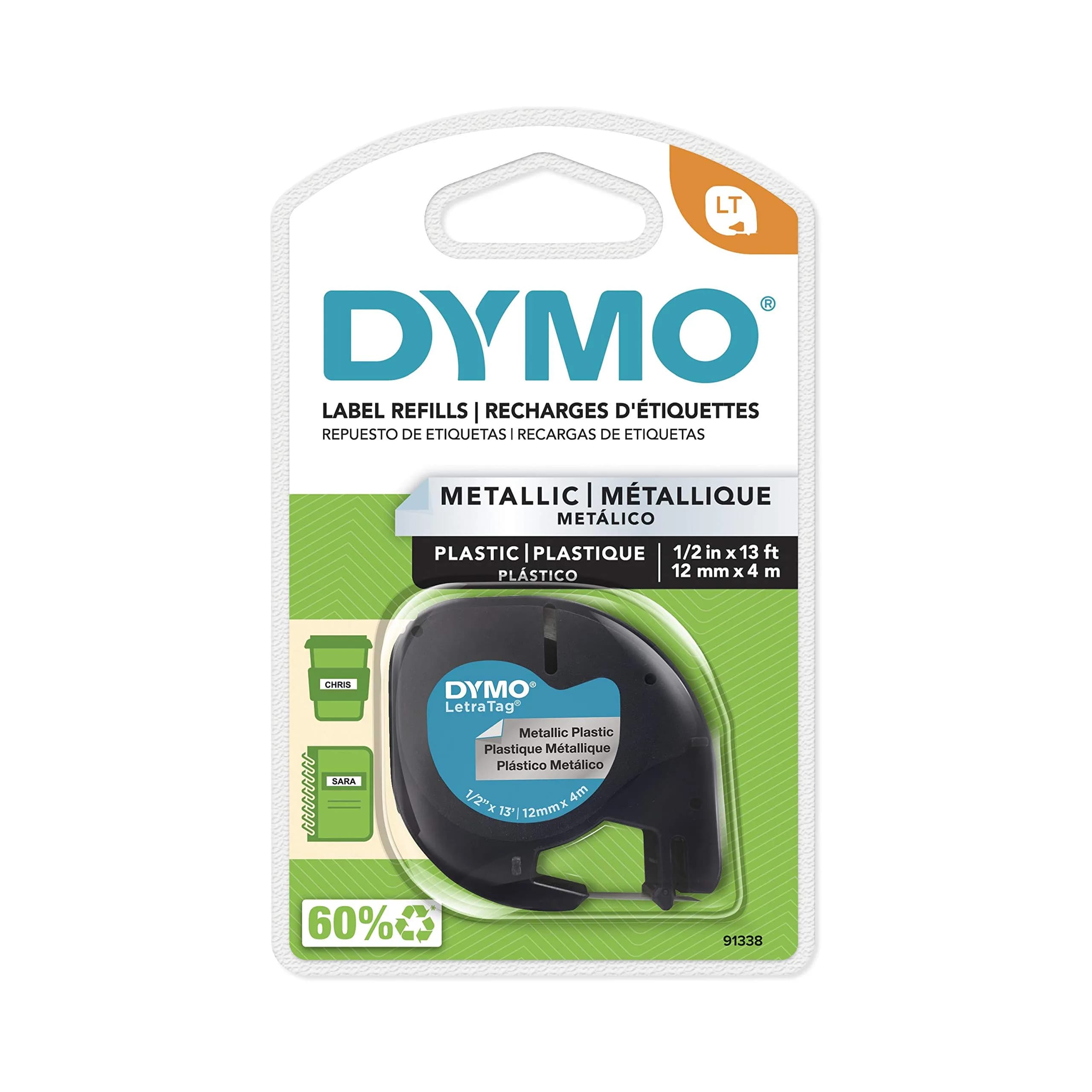 DYMO LetraTag Labeling Tape Black on Clear 12mm (0.47'') x 13' | Authentic USA Import for Label Makers