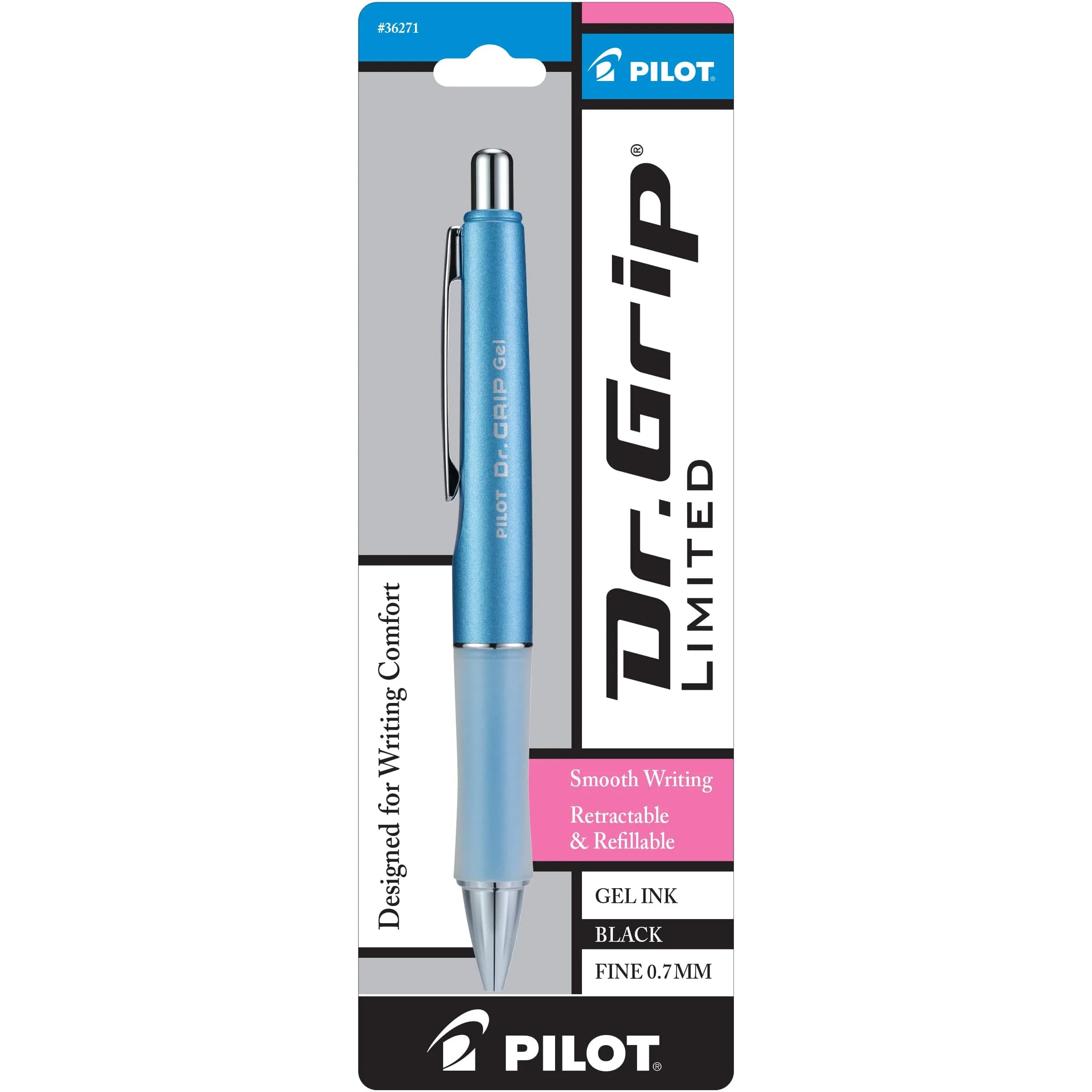 PILOT Dr. Grip Limited Gel Pen, Black Ink, Fine Point 0.7mm | Ergonomic Writing Instrument - main product image