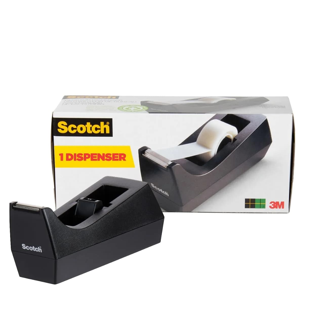 Scotch Classic Desktop Tape Dispenser Black 1-Pack | Weighted Base for One-Hand Use - main product image