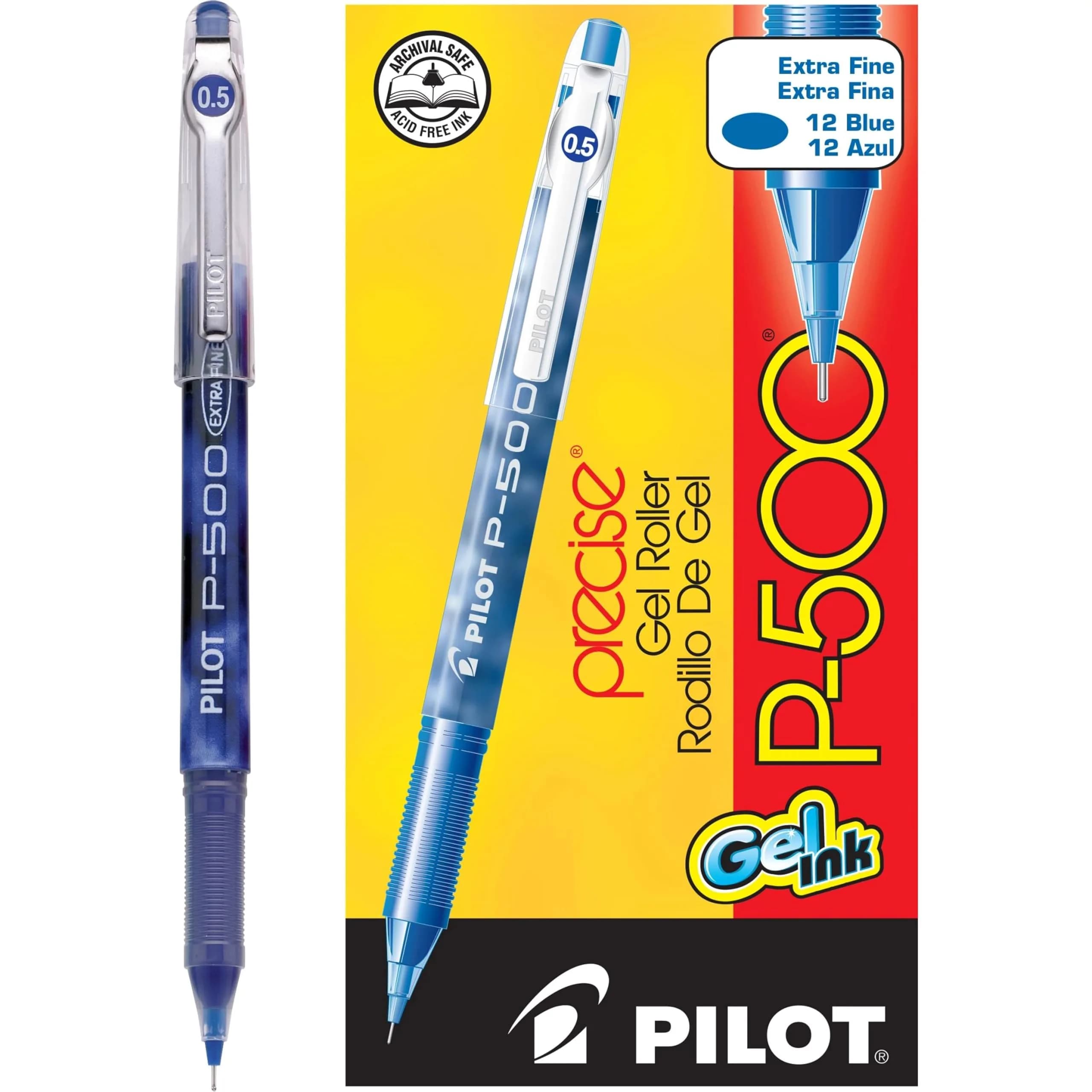PILOT Precise P-700 Gel Ink Rollerball Pens, Extra Fine Point 0.5mm, Blue Ink, 12-Pack | Smooth Writing for Professionals & Students - main product image