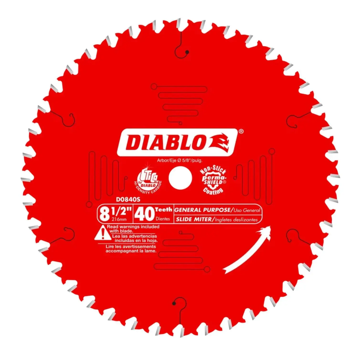 Diablo General Purpose Saw Blade for Wood - 8-1/2" Dia, 40 ATB Teeth | Precision Crosscut & Long Life