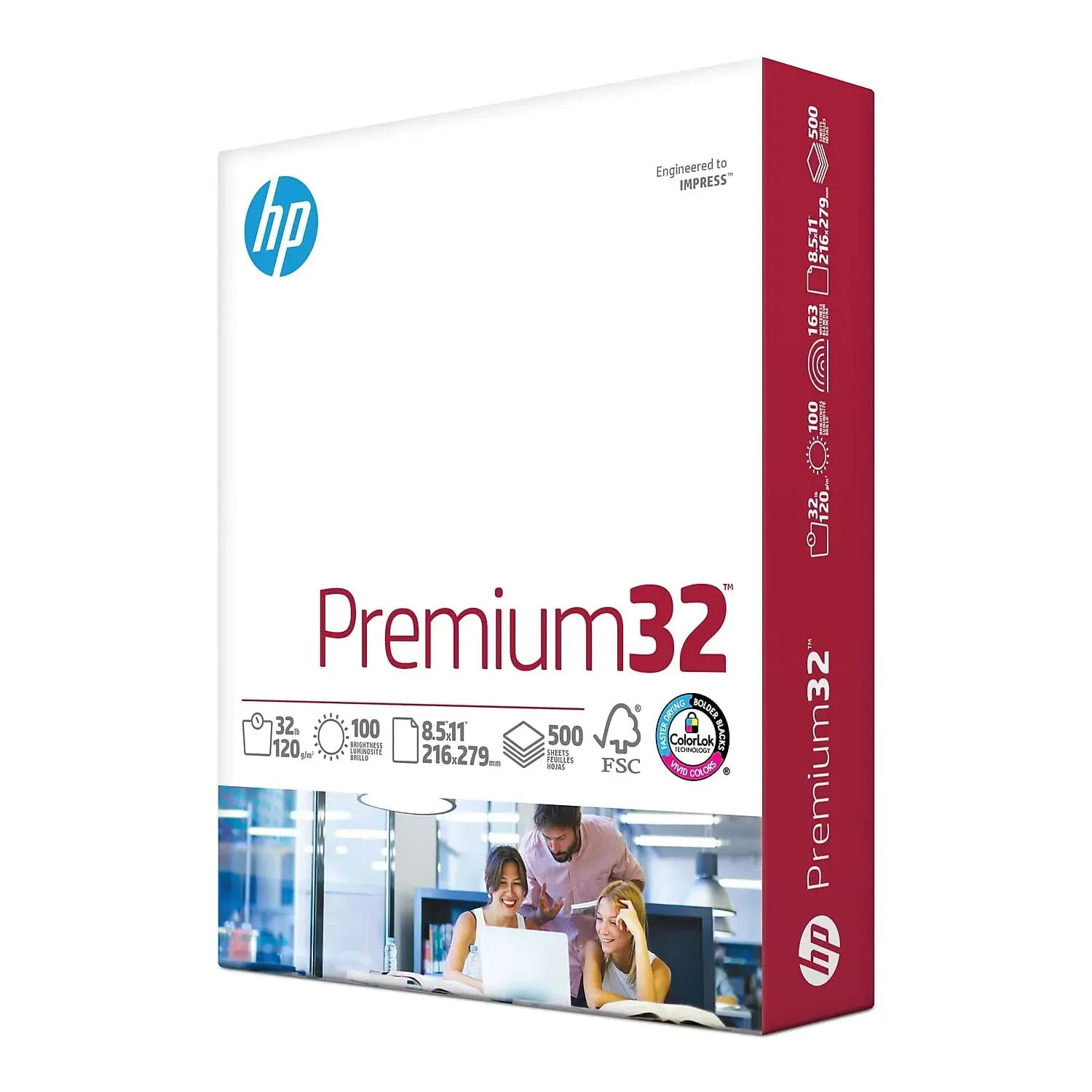 HP Premium 32 lb Copy Paper 8.5 x 11 Inches, 500 Sheets | Bright White, FSC Certified, Made in USA - main product image