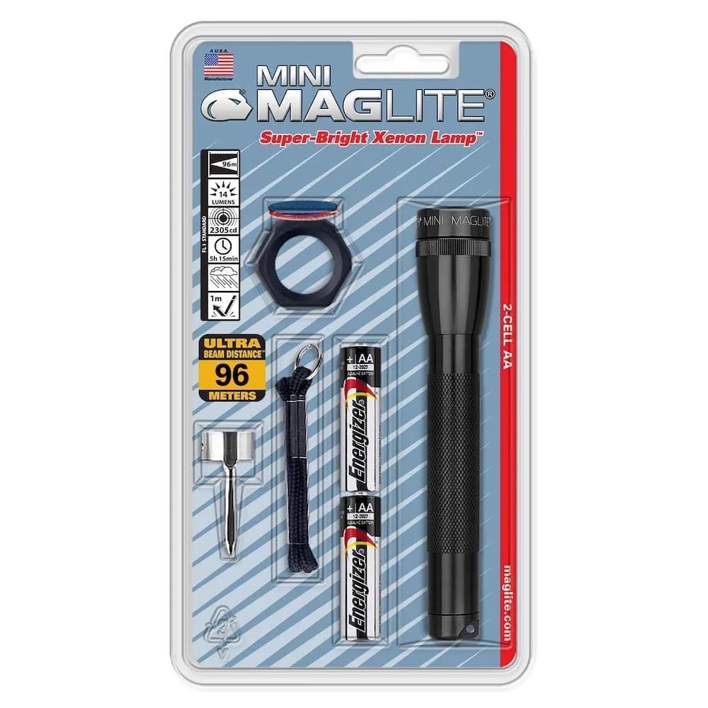 MagLite Mini Incandescent 2-Cell AA Flashlight Combo, Black | 14 Lumens, 6-Hour Runtime - main product image