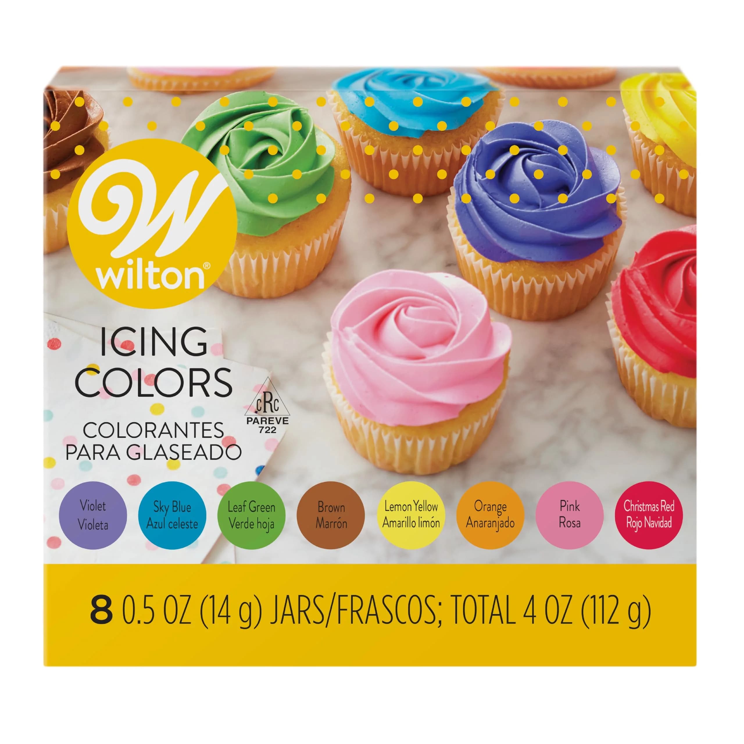 Wilton 8-Count Gel Food Coloring Set | Vibrant Colors for Cakes & Frosting - main product image