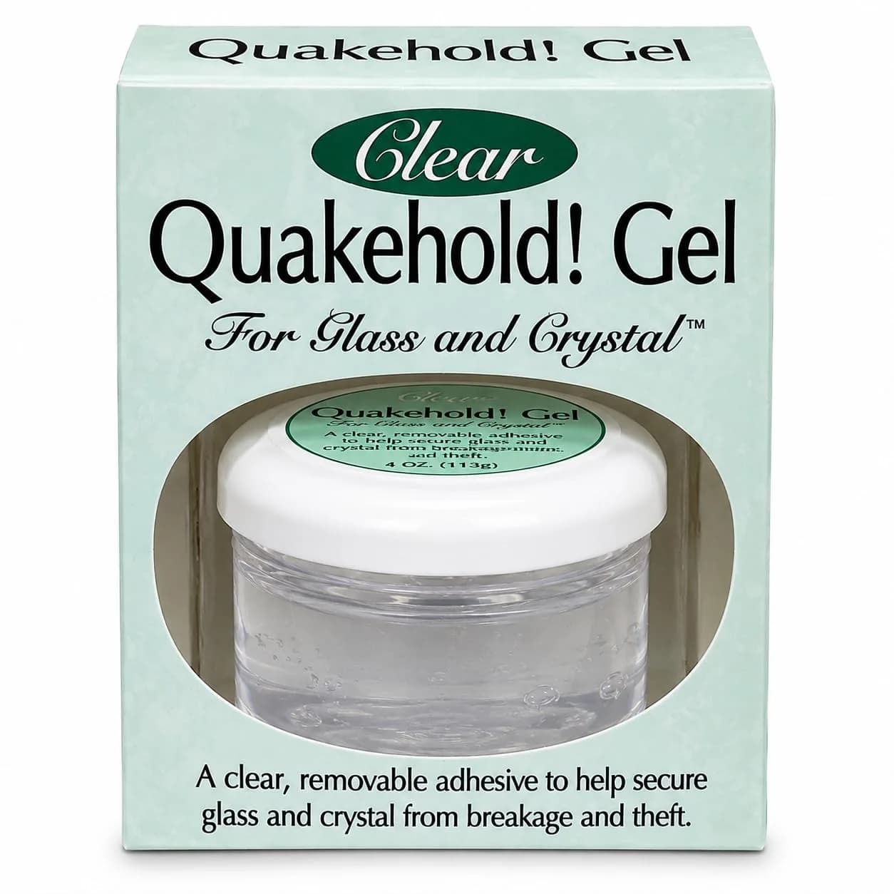 Quakehold! Clear Gel for Glass & Crystal 4oz | Reusable, Discreet Earthquake Protection
