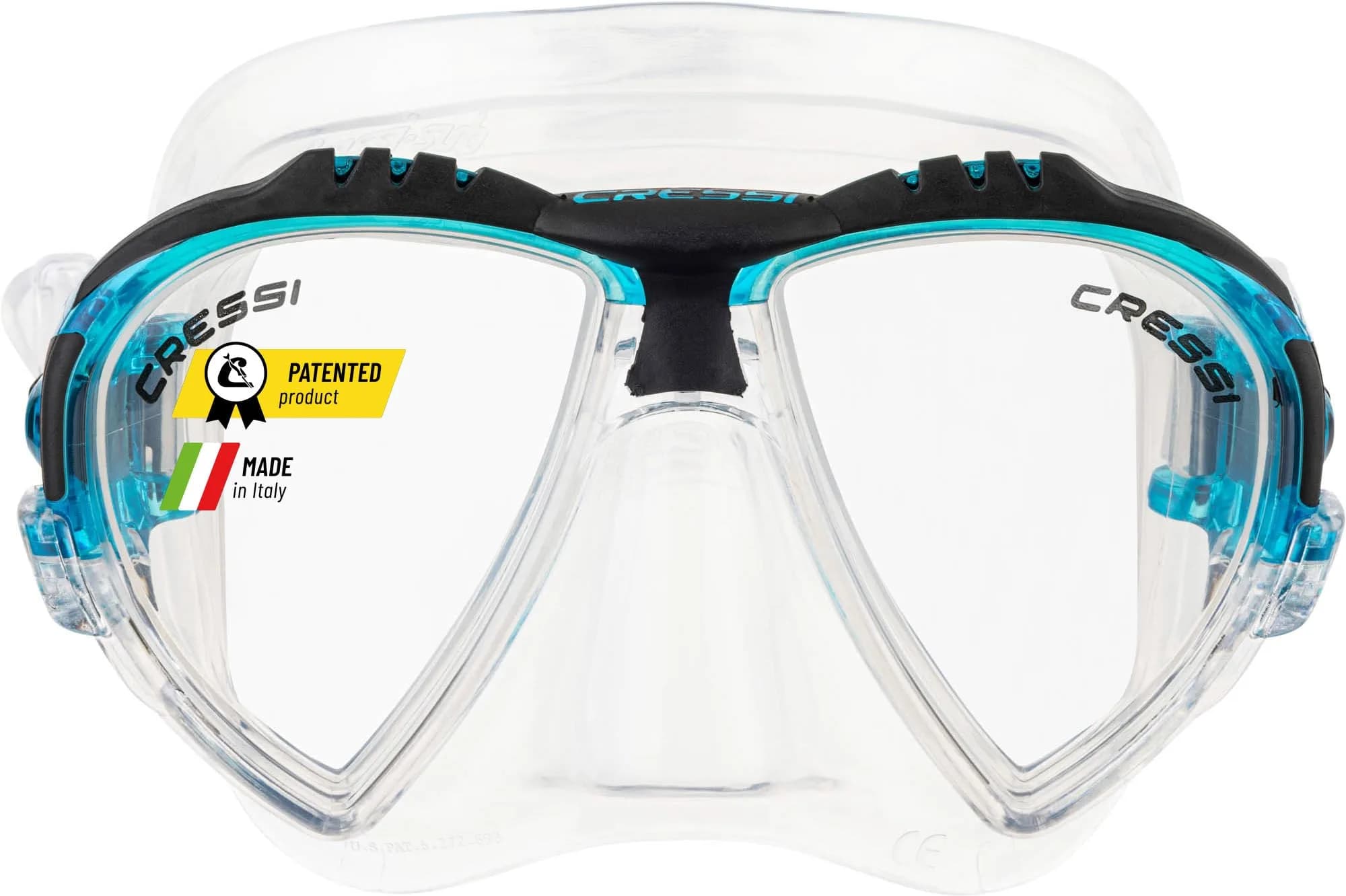 CRESSI Matrix 2-Lens Masks, Clear/Blue | Wide Field of View for Divers & Freedivers