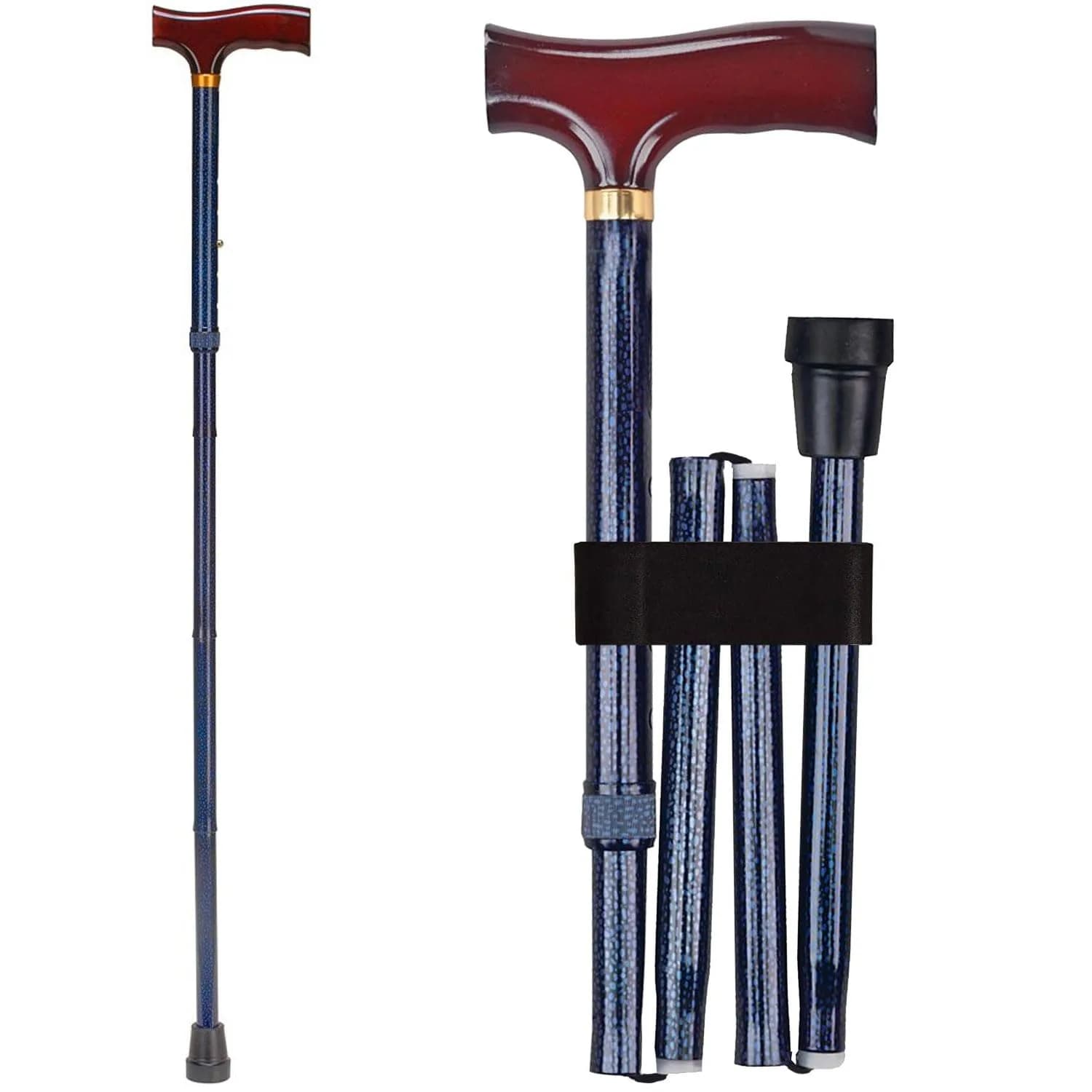 DMI Designer Folding Cane Blue Ice | Adjustable 33-37 Inch | 11.5" Folded - main product image