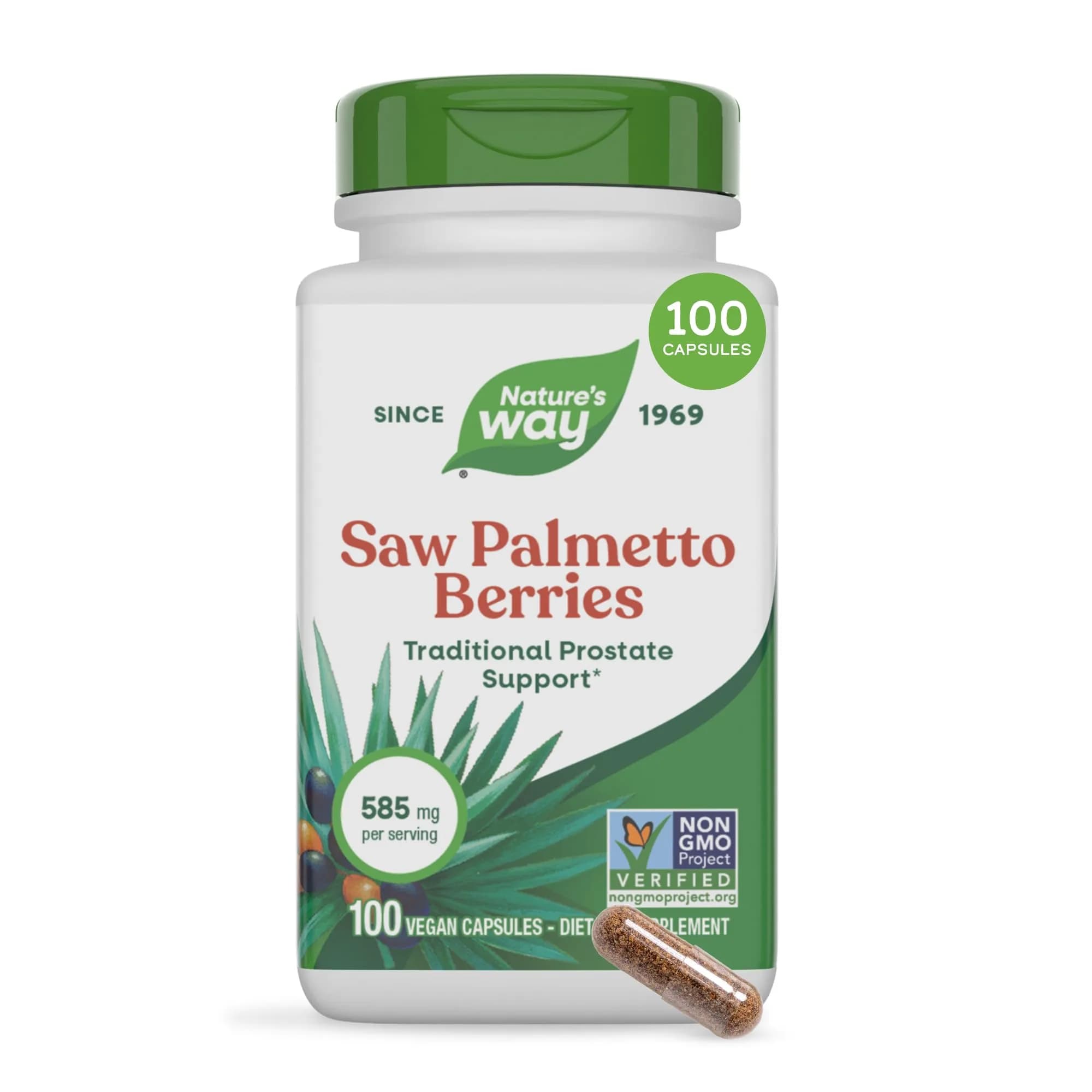 Nature's Way Saw Palmetto Berries Herbal Supplement 100 Count | Traditional Prostate Support - main product image