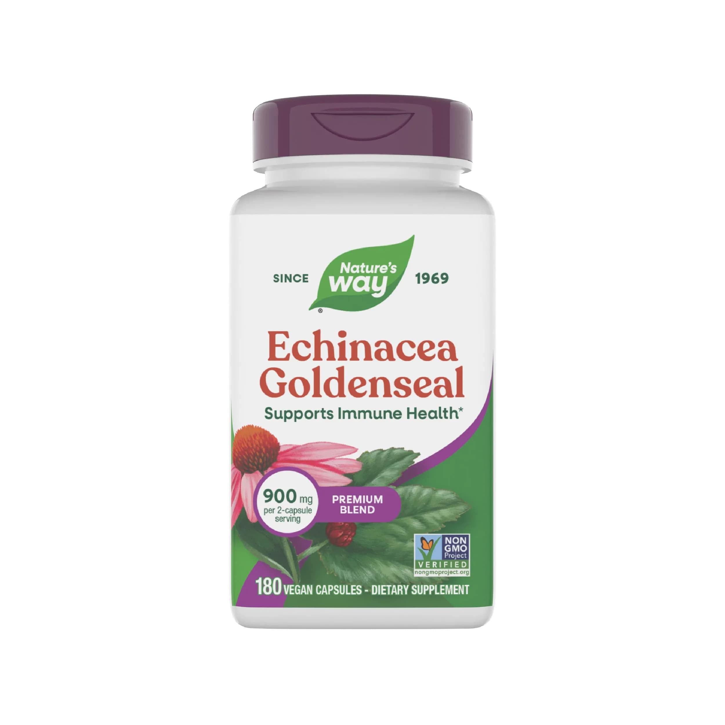 Natures Way Echinacea Goldenseal, 900 mg, 180 Veg Capsules | Supports Immune Health*