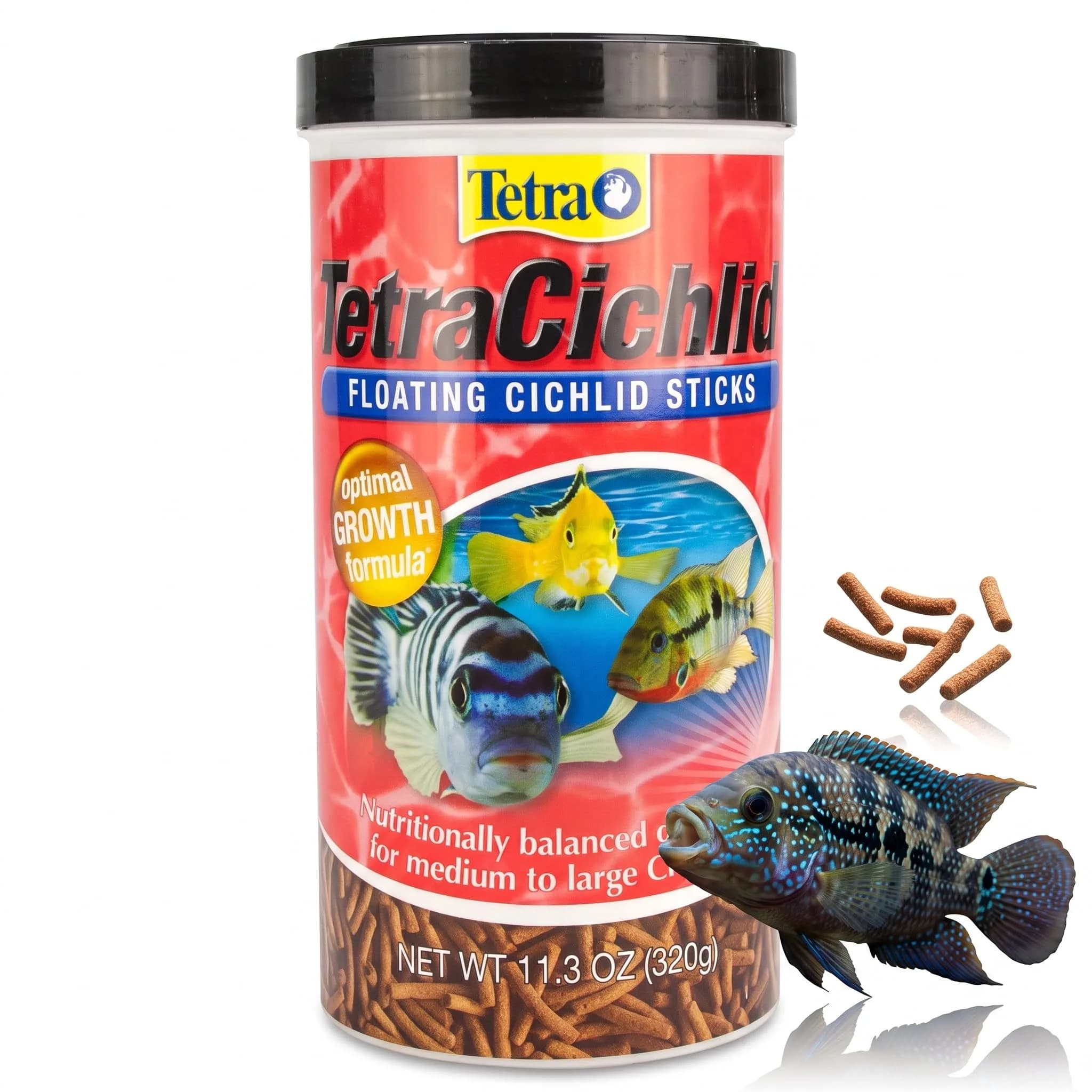Tetra Cichlid Floating Cichlid Sticks Fish Food, 11.3 oz | Balanced Nutrition for Large Aquarium Fish - main product image