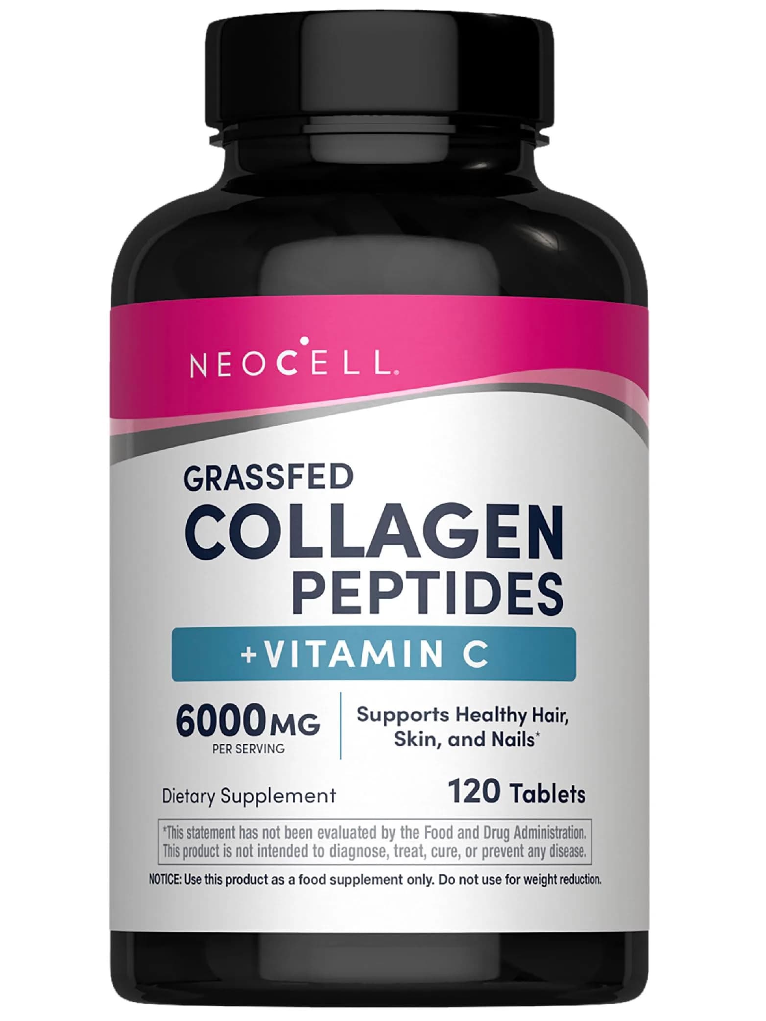 NeoCell Super Collagen with Vitamin C Tablets 120 Count (Pack of 1) | Grass Fed Collagen Peptides for Hair, Skin, Nails & Joints - main product image
