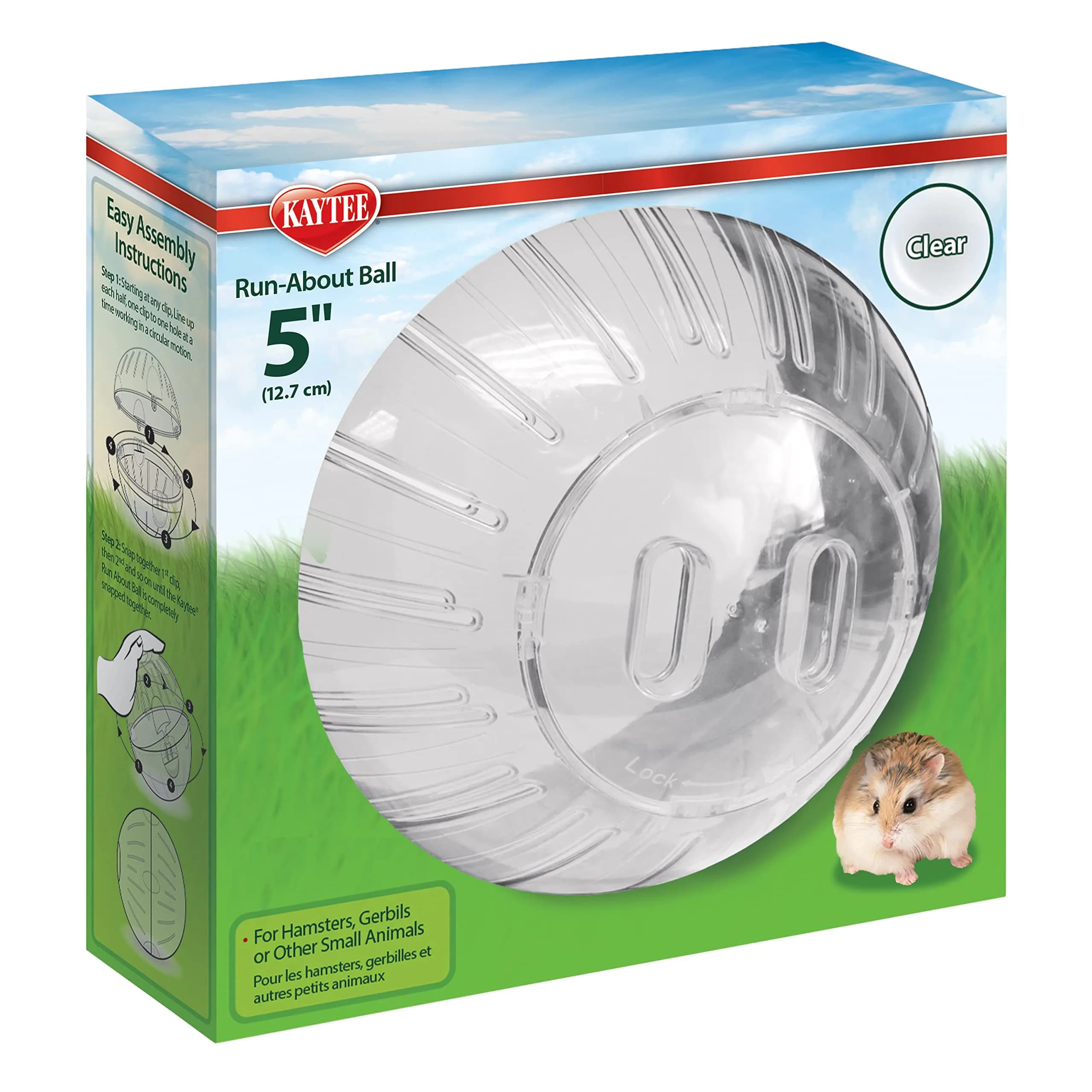 Kaytee 5" Clear Hamster & Gerbil Exercise Ball | Safe, Interactive Play for Small Animals