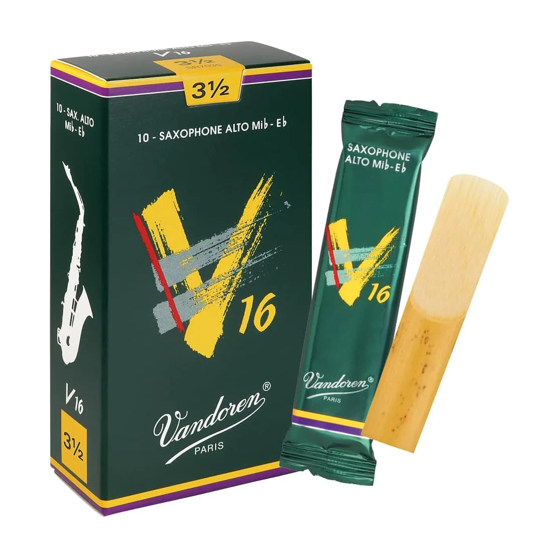 Vandoren V16 Alto Saxophone Reeds Strength 3.5 (10-Pack) | Brilliant & Percussive Sound - main product image