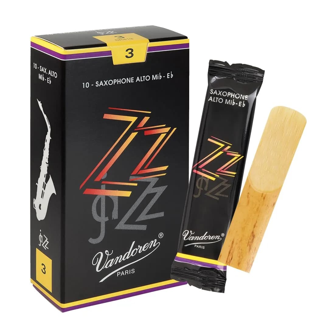 Vandoren SR413 Alto Sax ZZ Reeds Strength 3 (10 Pack) | Jazz Tone & Responsive Playability - main product image