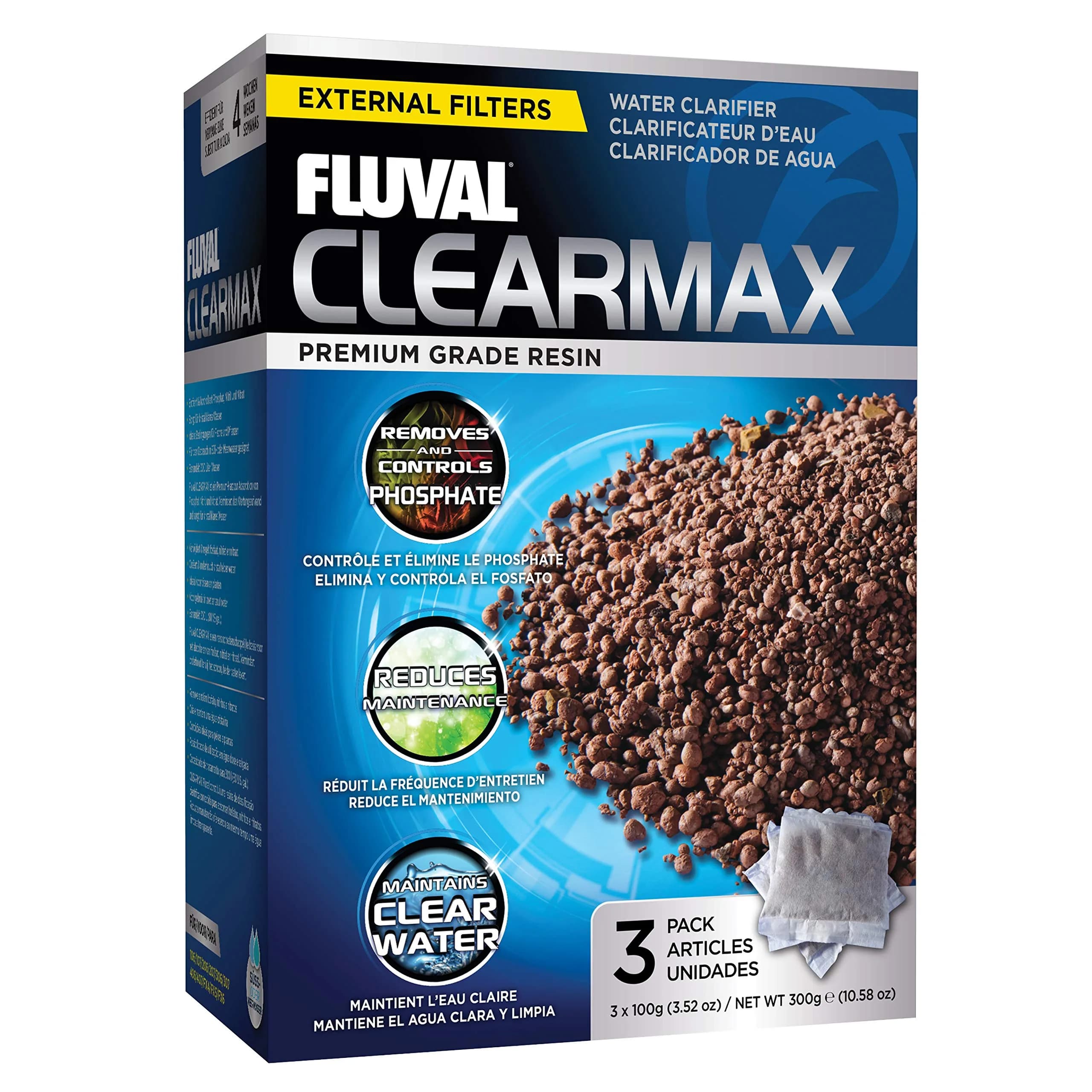 Fluval ClearMax Phosphate Remover 3-Pack (300g Total) | Chemical Filter Media for Crystal Clear Water - main product image