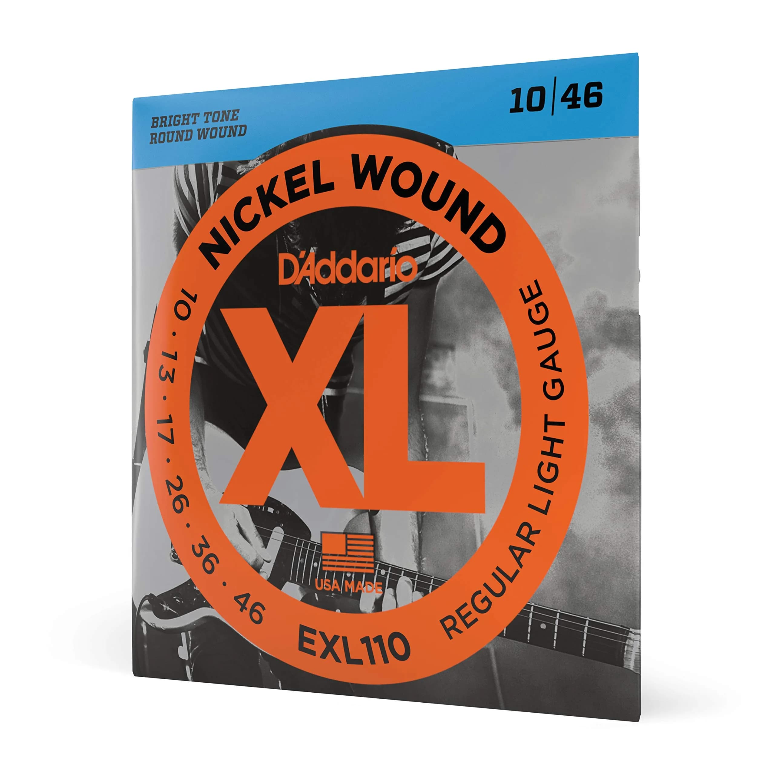 D'Addario XL Nickel EXL110 Electric Guitar Strings, Regular Light 10-46 | Bright Tone, Perfect Intonation - main product image