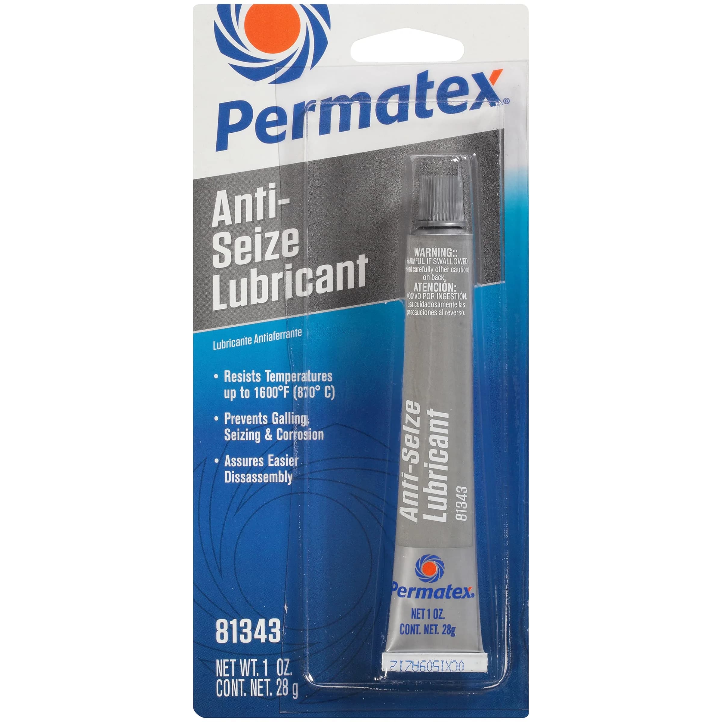 Permatex 81343 Anti-Seize Lubricant, 1 oz. (29.57 ml) Tube | High Temp & Marine Use - main product image