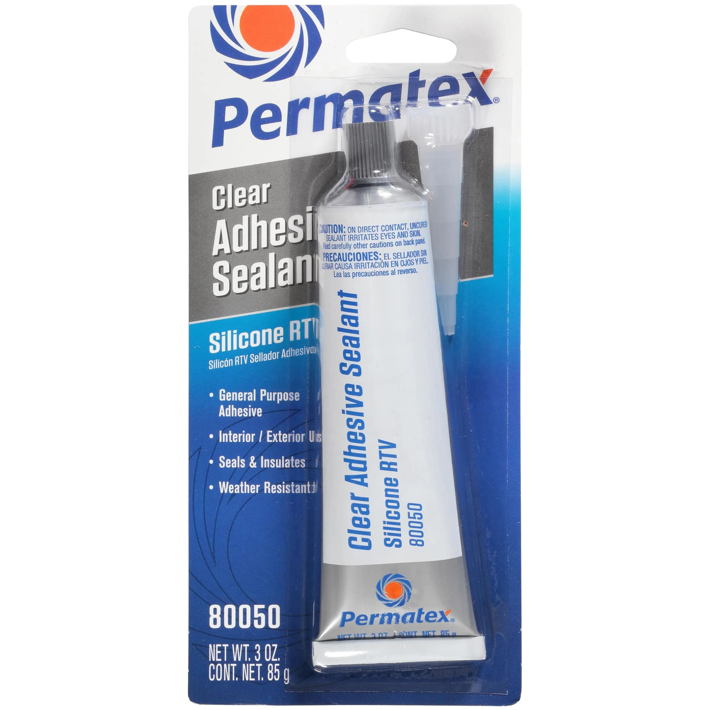 Permatex Clear RTV Silicone Adhesive Sealant 3 oz | Waterproof, Flexible, Indoor & Outdoor Bonding