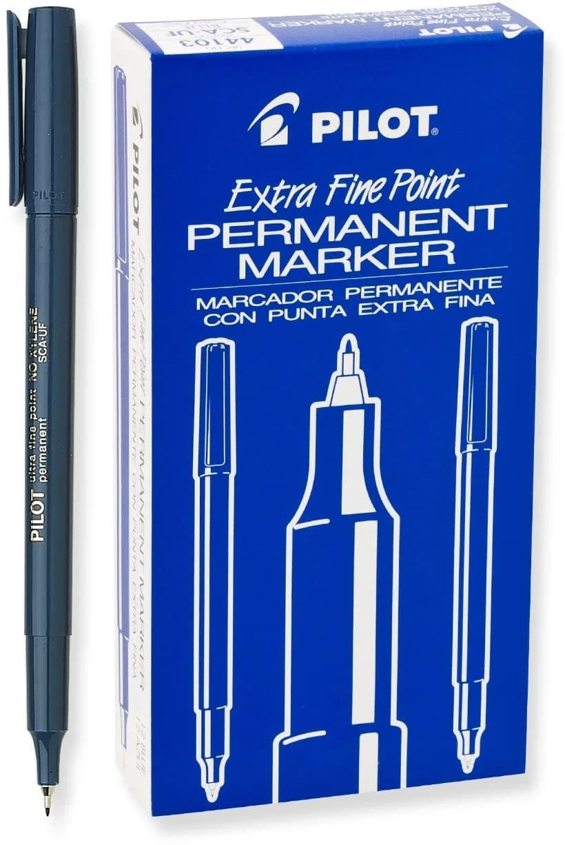 PILOT Extra Fine Point Permanent Markers, Blue Ink, 12-Pack | Precise, Xylene-Free, Permanent on Most Surfaces