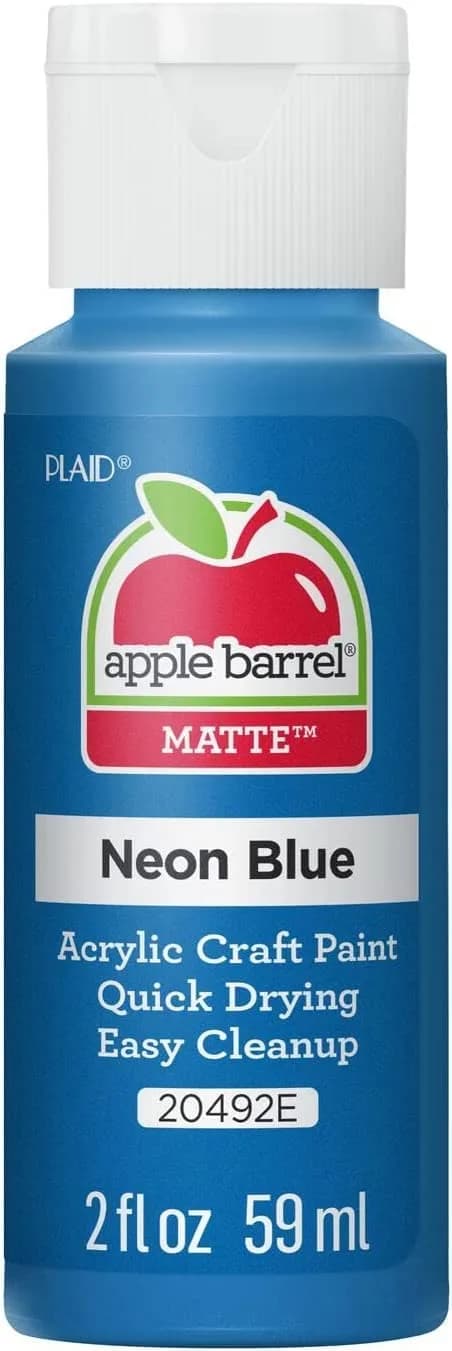 Apple Barrel Acrylic Paint, Neon Blue, 2 fl oz (59 ml) | Non-Toxic, Water-Based Craft Paint - main product image