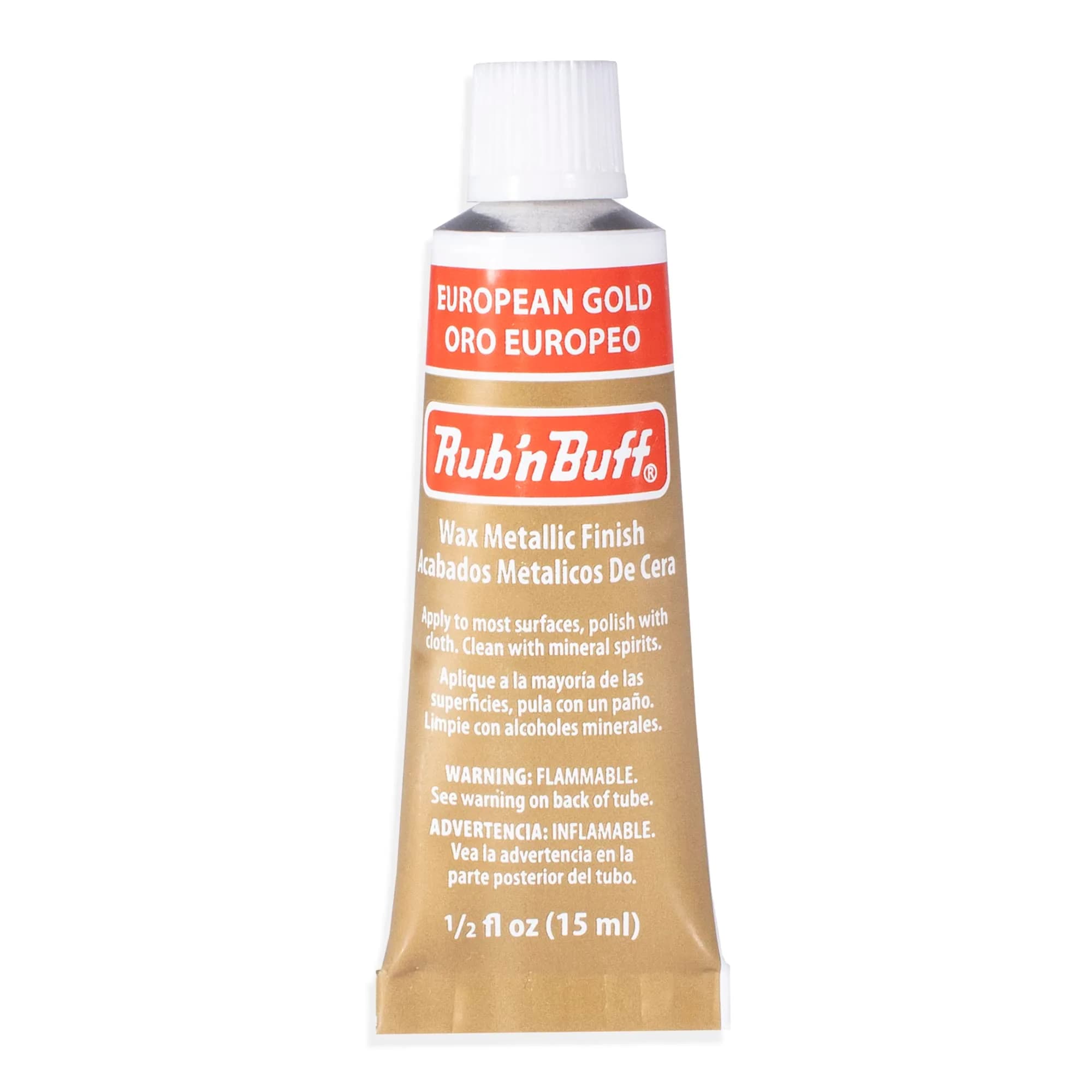 AMACO Rub 'n Buff European Gold Metallic Finish Wax 15ml (0.5 Fl Oz) | Gilding Wax for Furniture Restoration & Crafts - main product image