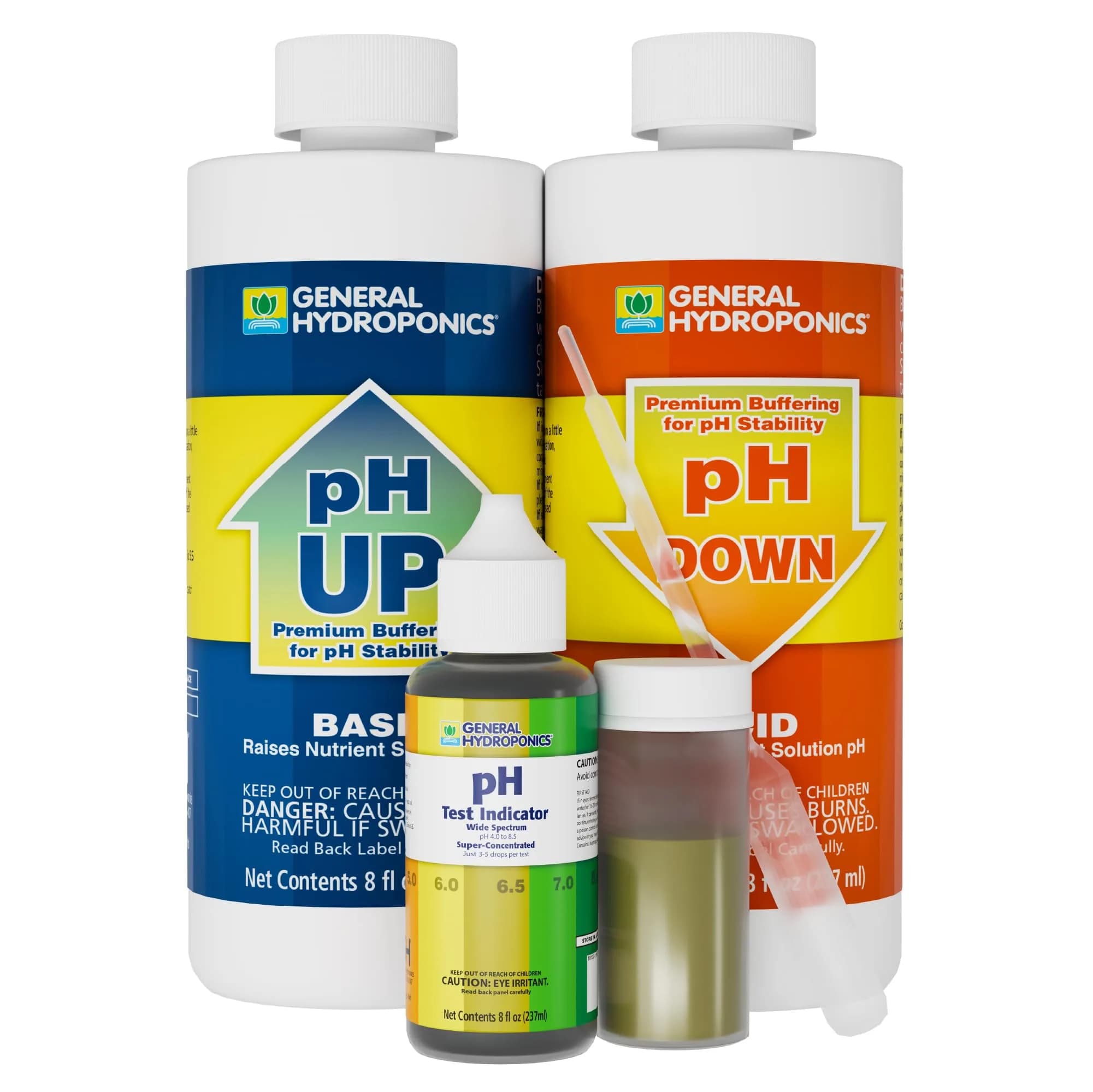 General Hydroponics pH Control Kit with pH Up, Down, Indicator & Chart | 8 oz pH Up, 8 oz pH Down, 1 oz Indicator - main product image