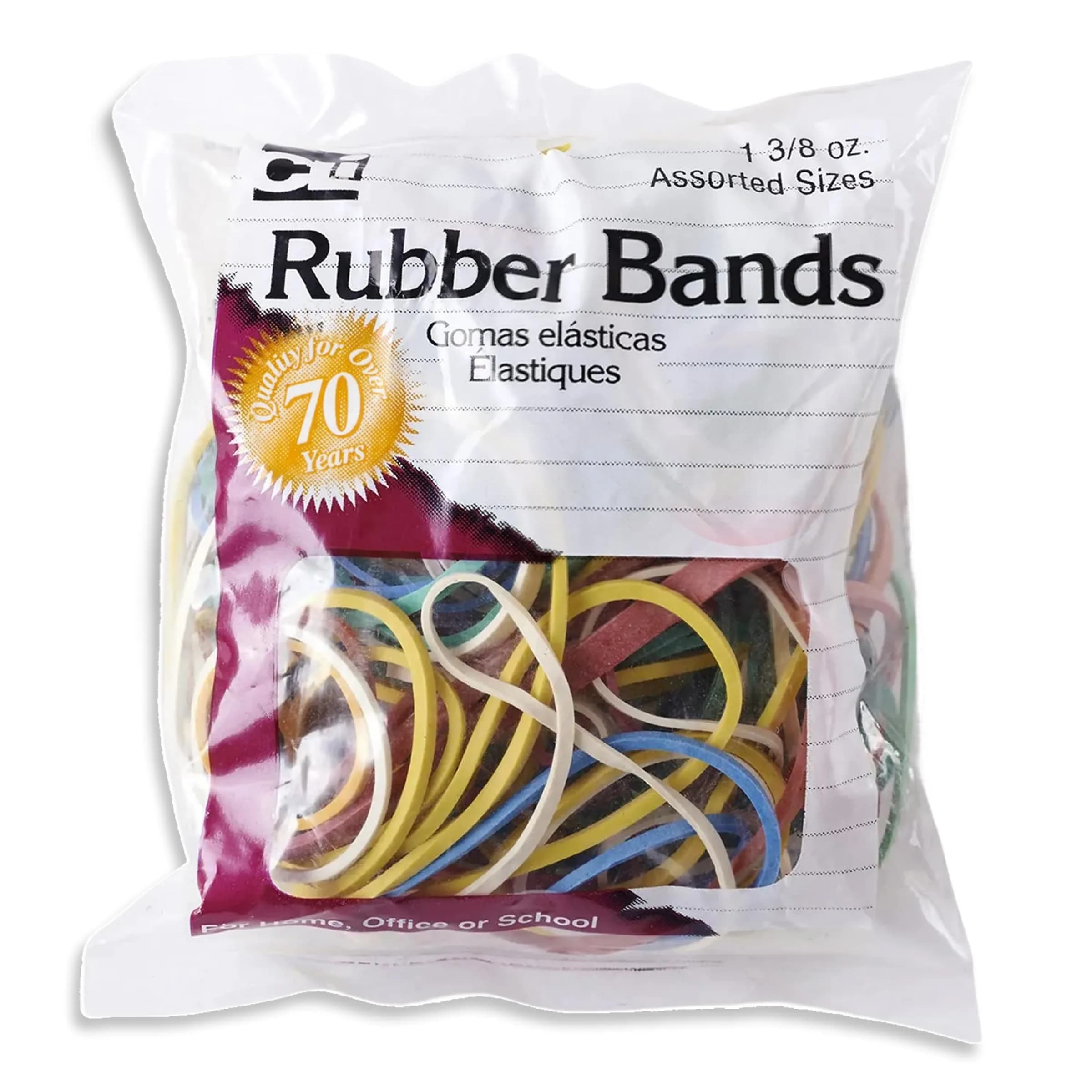 Charles Leonard Assorted Rubber Bands 1.38 oz (39g) Bag | High Tensile Strength - main product image