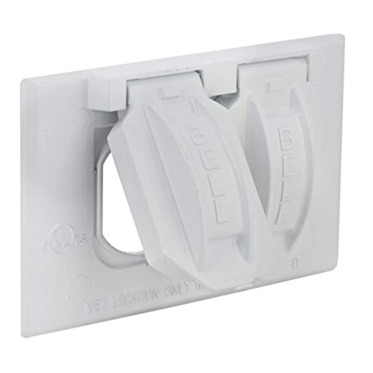 BELL 1-Gang Horizontal Weatherproof Cover with Duplex Flip Cover, White | Rugged Metal Construction - main product image