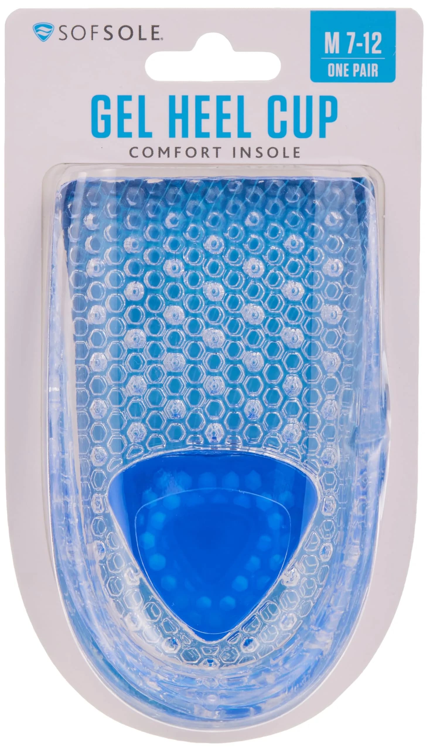 Sof Sole Gel Heel Cup Shoe Insoles Men 7-12 | Heel Pain Relief & Shoe Fit Support