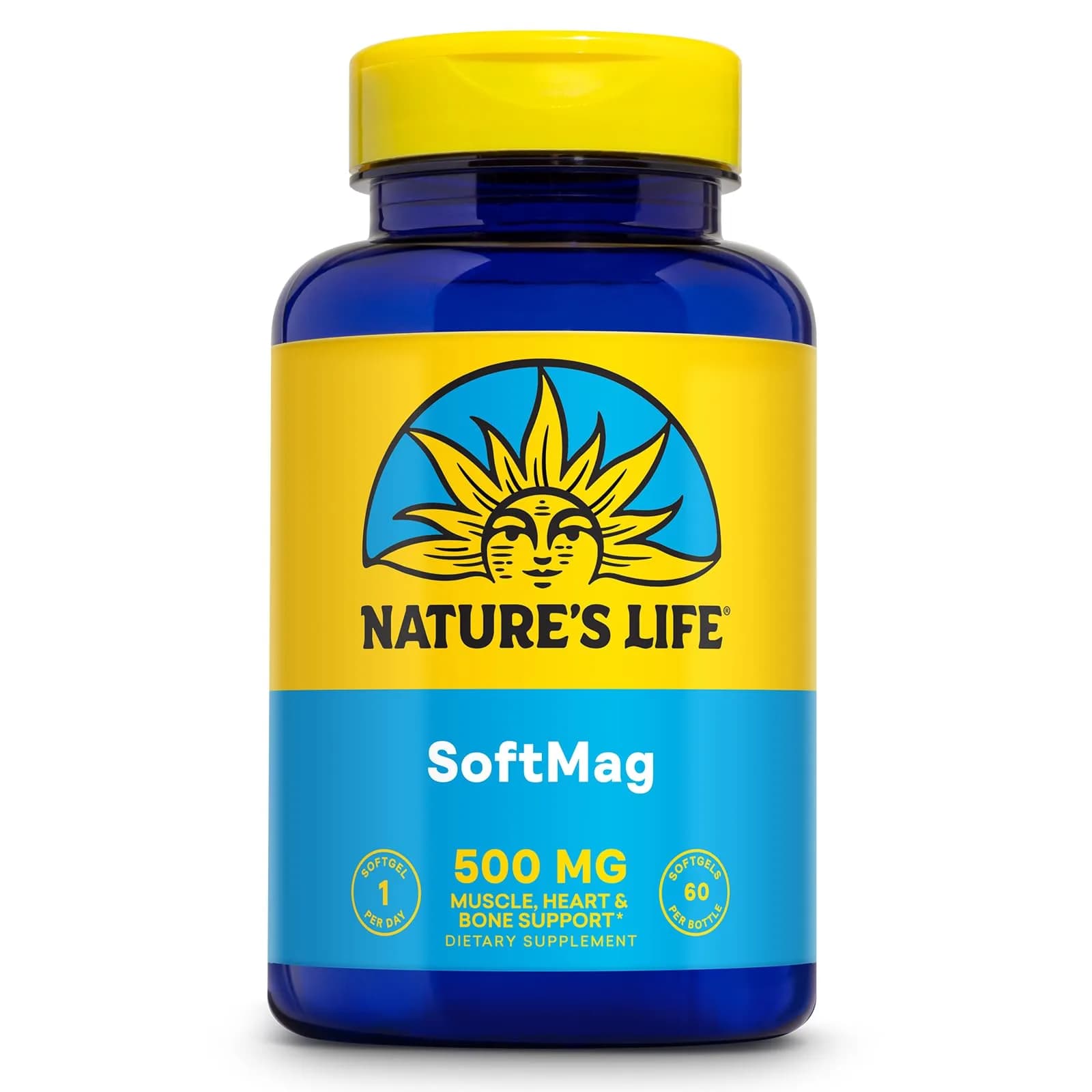Nature's Life SoftMag 500 mg Magnesium Complex | Bone, Muscle & Heart Support - 60 Softgels (70-120c)