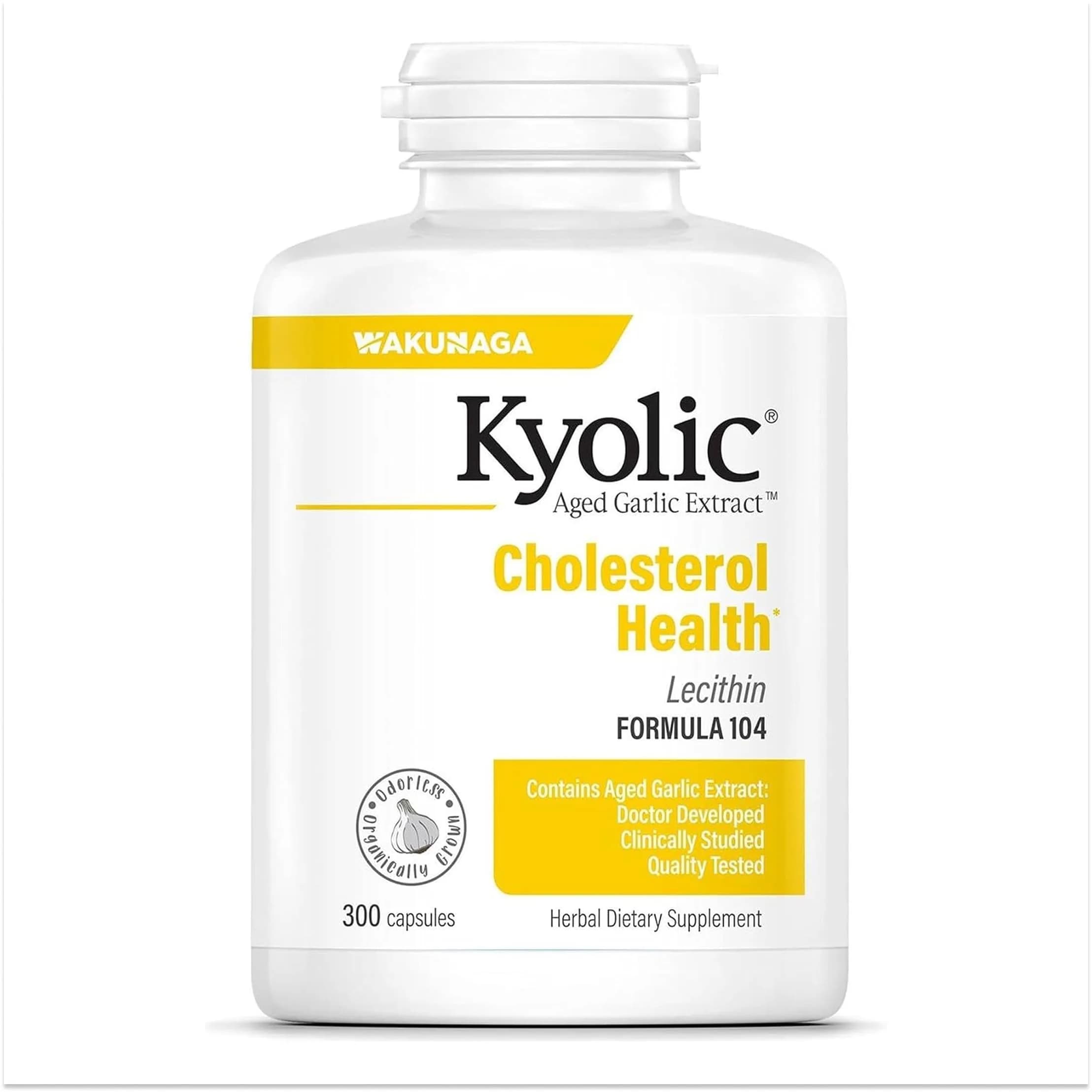 Kyolic Aged Garlic Extract Cholesterol Health Formula 104, 300 Capsules | Supports Healthy Cholesterol Levels - main product image