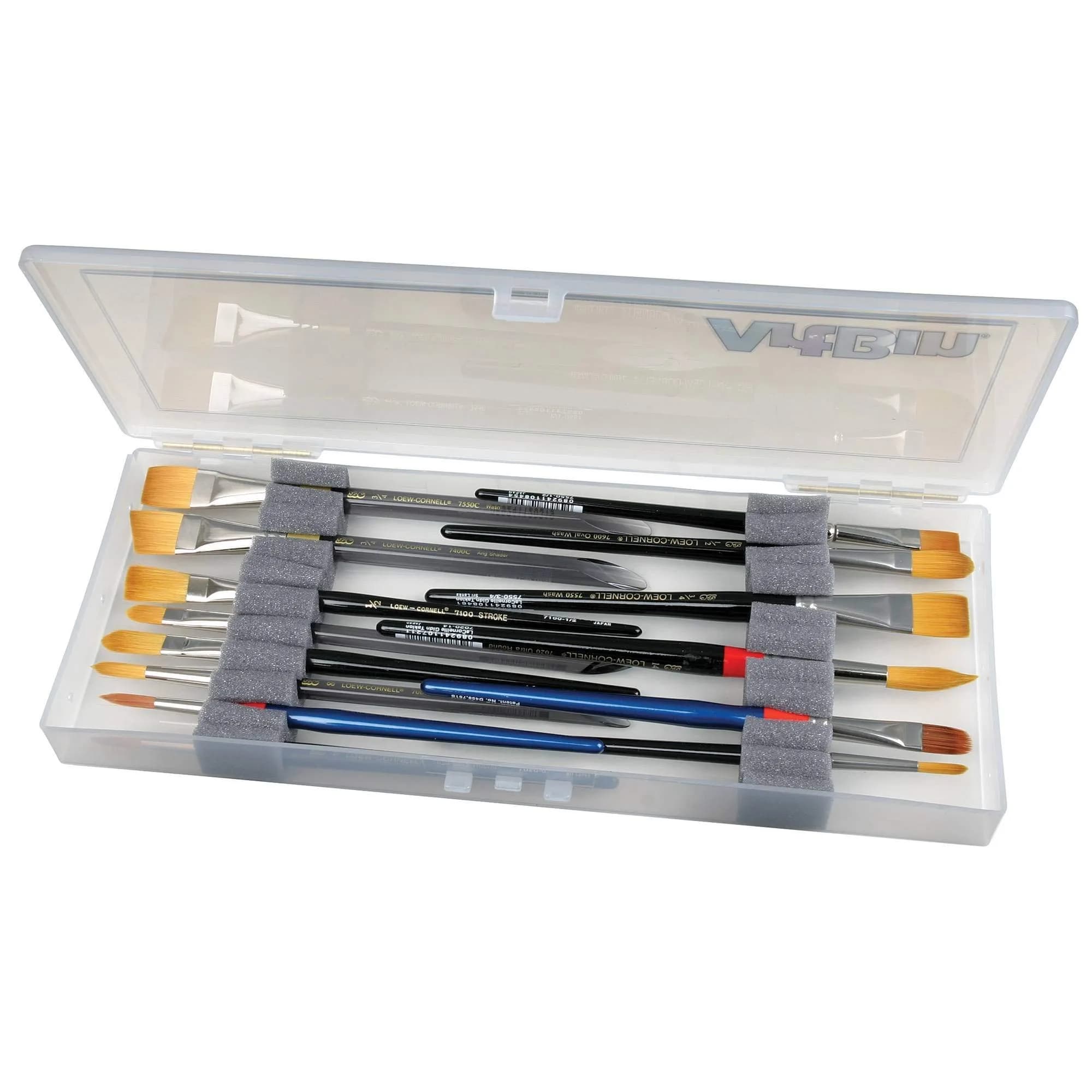 ArtBin KW903 Brush Box with Foam Inserts, Clear Plastic Organizer 35.5cm (14in) | Portable Art Brush Storage - main product image
