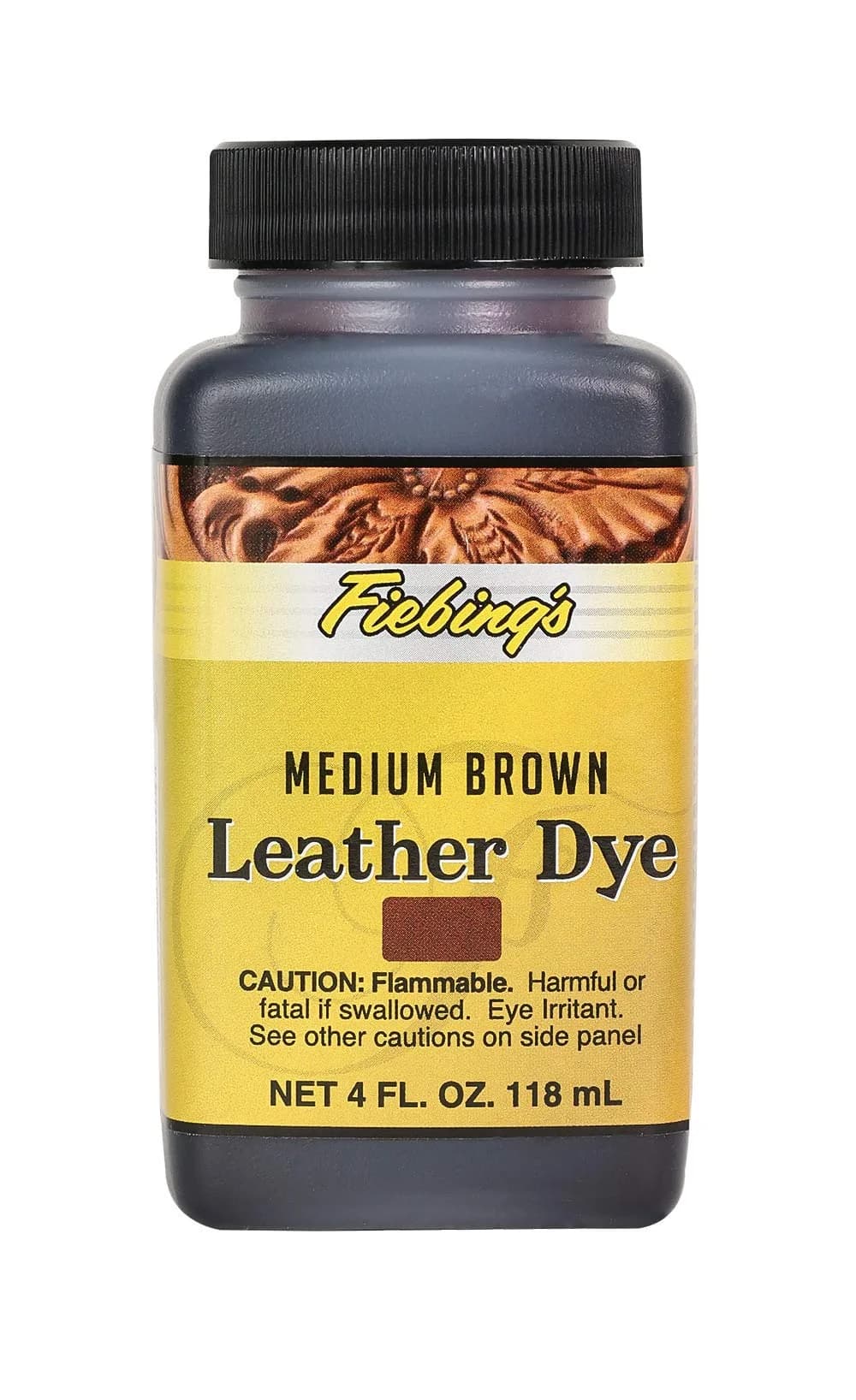 Fiebing's Leather Dye 118ml (4 fl oz) Medium Brown | Alcohol-Based Penetrating Dye for Vegetable Tanned Leather - main product image