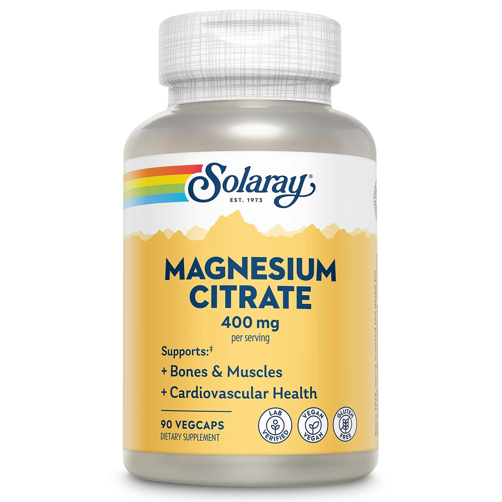 Solaray Magnesium Citrate 400mg | Vegan Mineral Supplement for Bone & Muscle Support