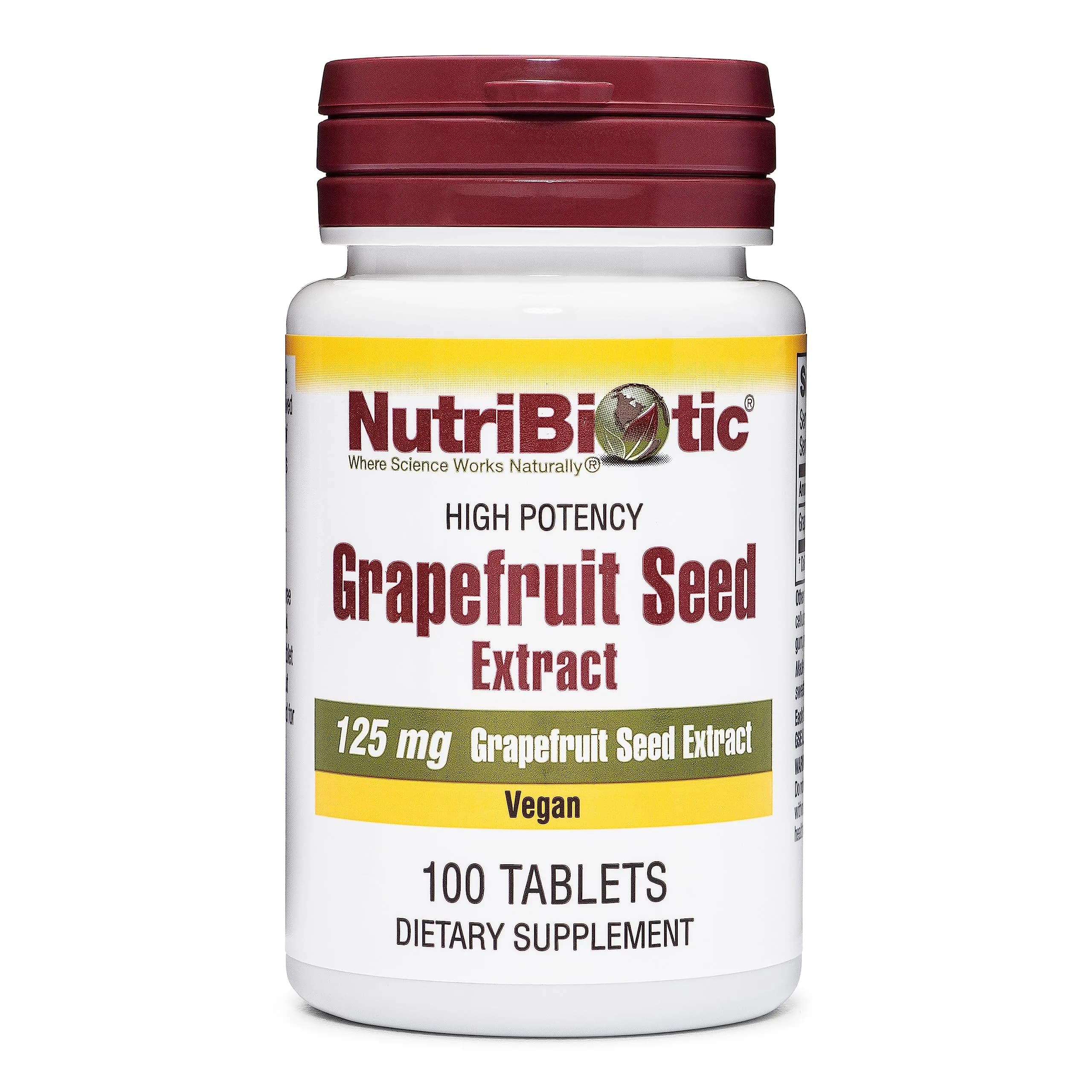 NutriBiotic Grapefruit Seed Extract Tablets 125mg | Vegan, Gluten Free, Non-GMO | 100 Count | Premium Grade GSE with Bioflavonoids - main product image