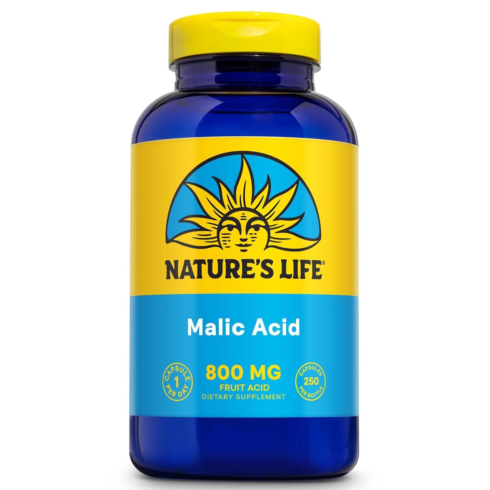 Nature's Life Malic Acid 800 mg | Chelating Agent for Energy & Muscle Comfort | 250 Vegetarian Capsules