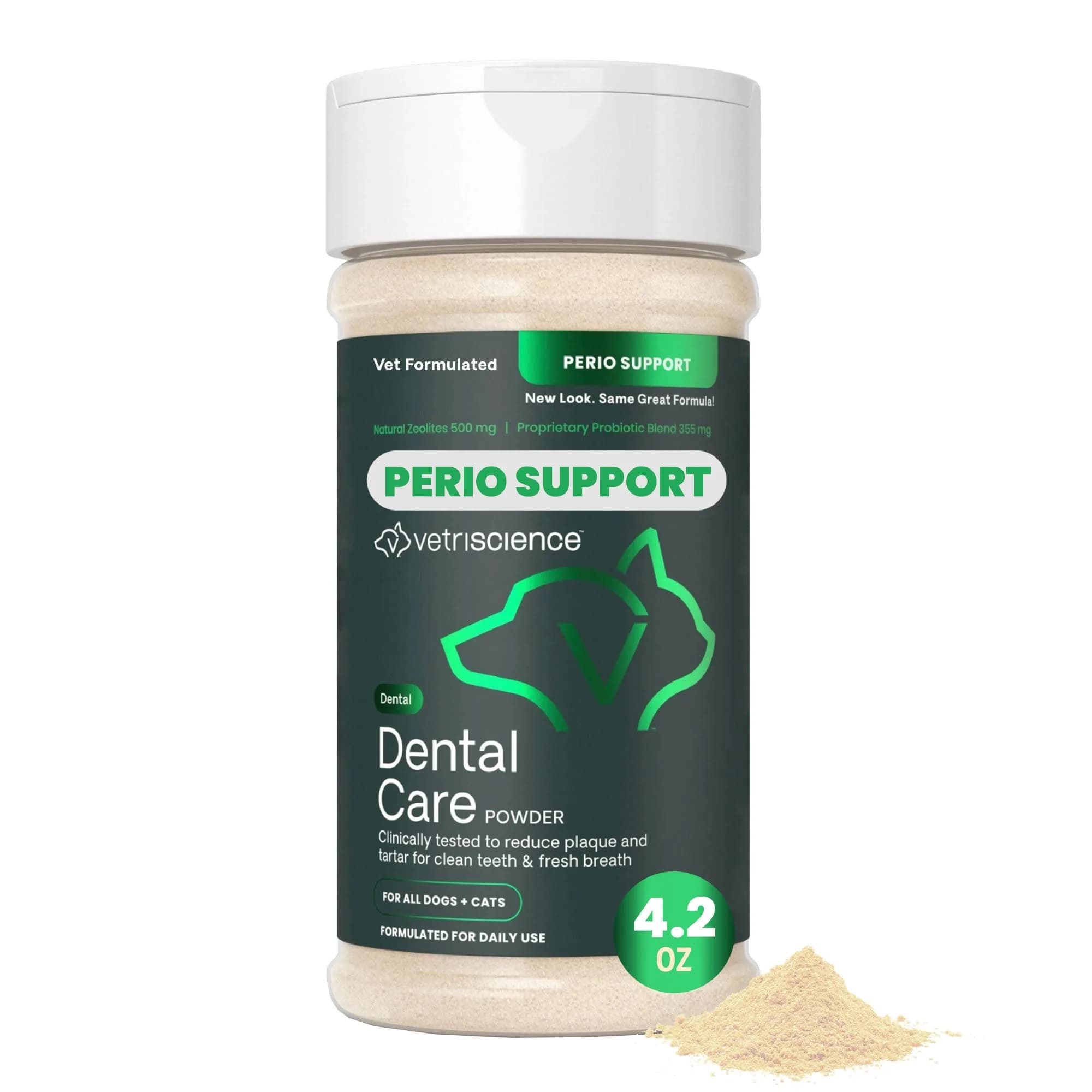 VetriScience Dental Care Powder for Dogs and Cats 4.2 Oz | No-Brush Oral Hygiene Support