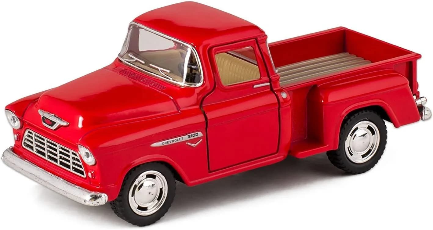 KiNSMART 1955 Chevrolet Stepside Pickup Truck 5 Inch 1:32 Scale Die Cast Metal Little Truck (Red) | Classic American Model