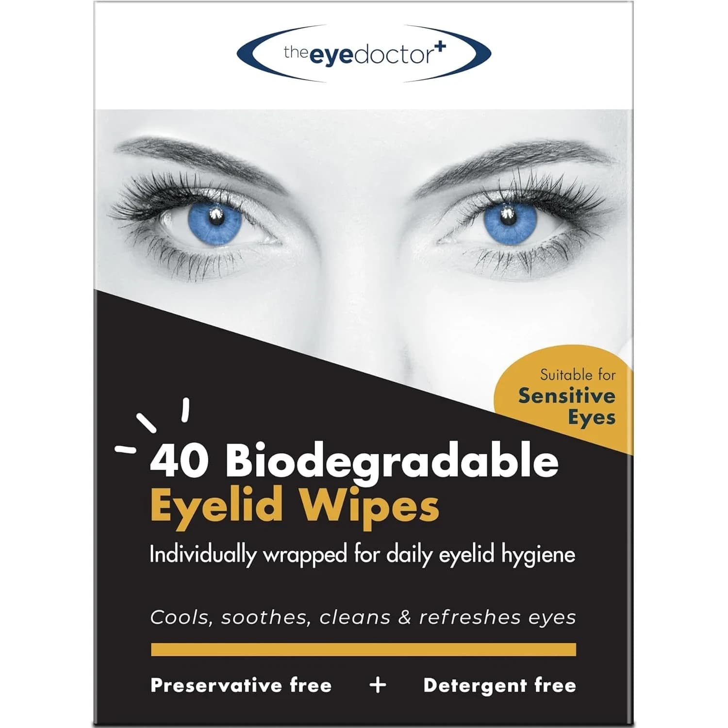 The Eye Doctor Biodegradable Eyelid Wipes 80 Count | Gentle Daily Lid Care for Sensitive Eyes - main product image