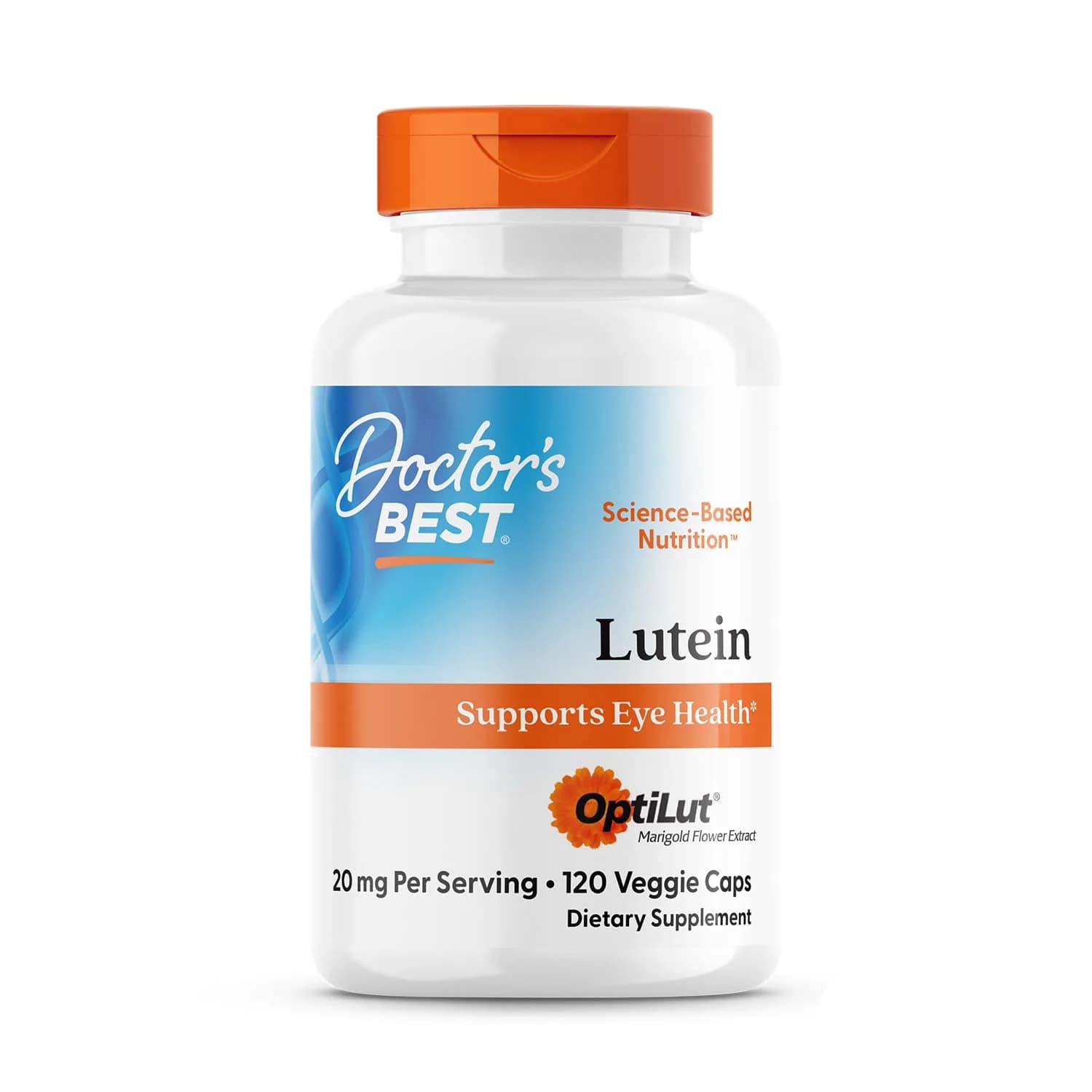 Doctor's Best Lutein Supplement 20mg with Trans Zeaxanthin | 120 Veg Caps - main product image