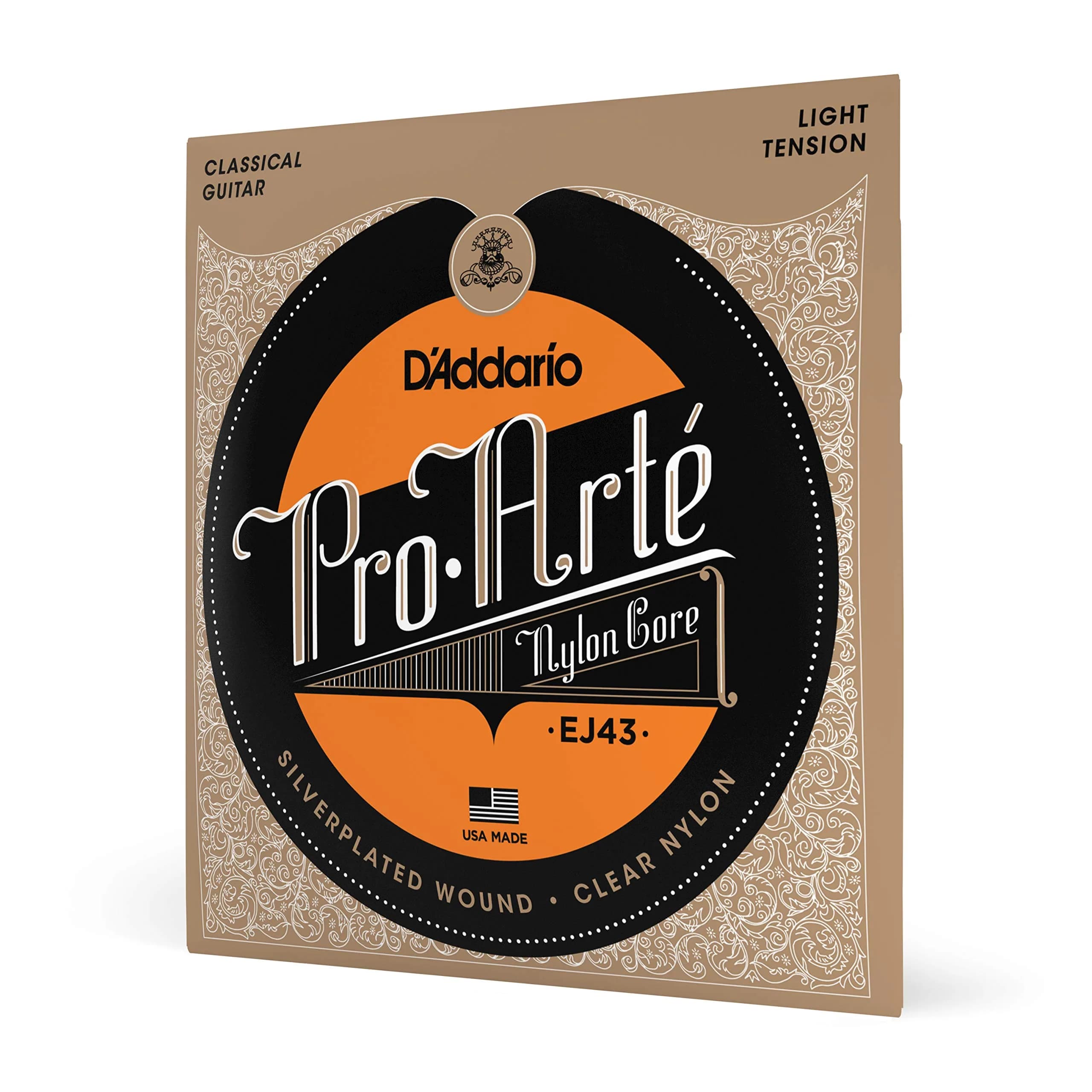 D'Addario Pro-Arte Nylon Classical Guitar Strings, Light Tension | Warm, Mellow Tone with Responsive Playability