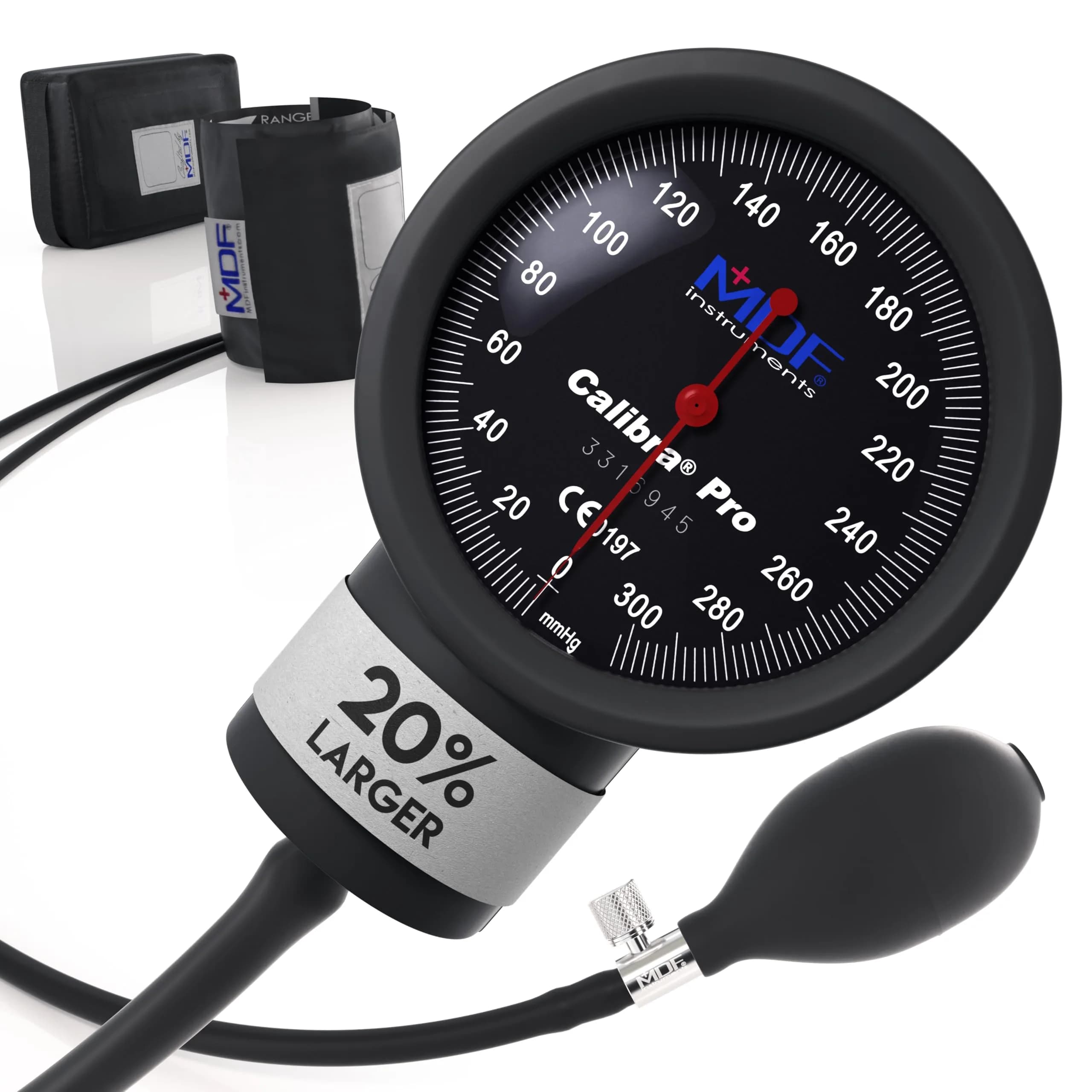 MDF Instruments Calibra Pro Aneroid Sphygmomanometer - Extra Large Gauge, Onyx Arm Band, 0.96 lb (0.44 kg) | Professional Manual BP Monitor - main product image