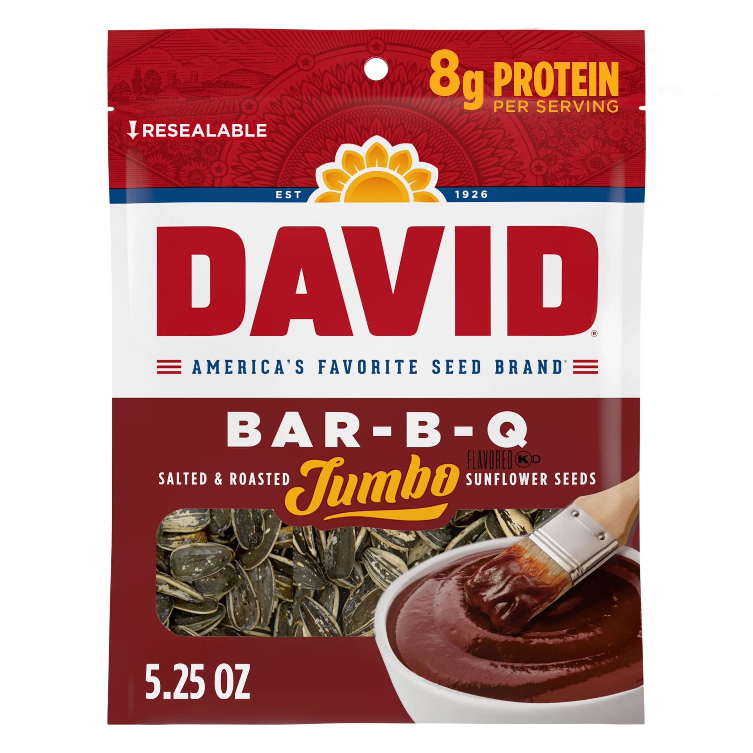 David Roasted & Salted Bar-B-Q Jumbo Sunflower Seeds 5.25 oz | Crunchy, flavorful snack for India - main product image