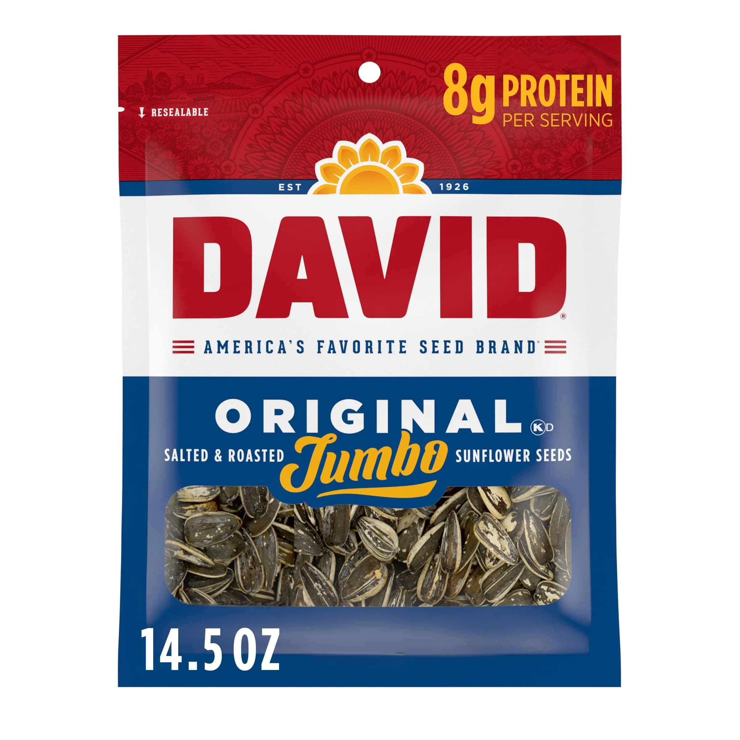 David Sunflower Seeds, Original Flavor, 14.5 oz. | Crunchy, Salty Snack for On-the-Go - main product image