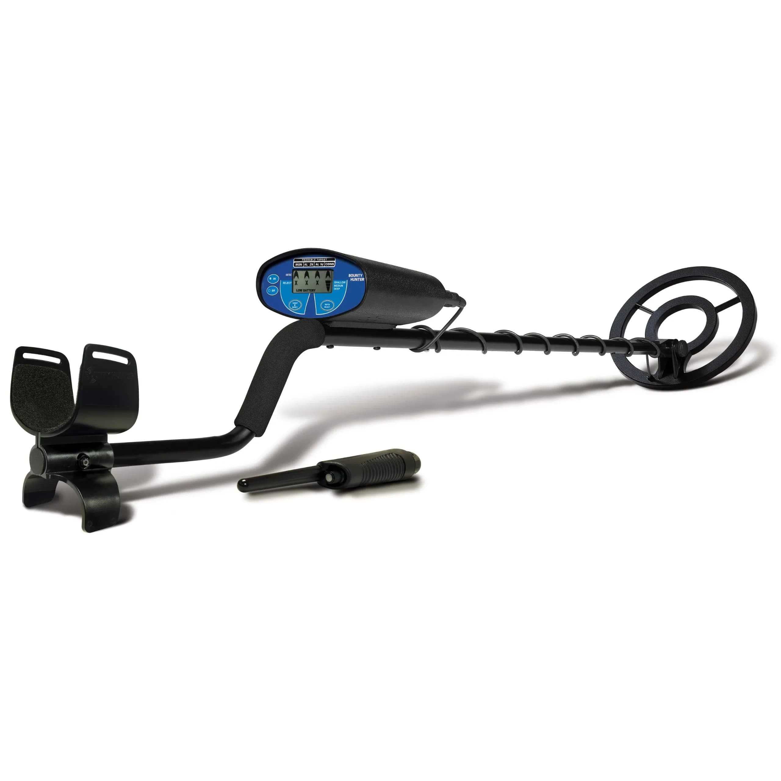 Bounty Hunter Quick Silver Metal Detector with Pinpointer | 8" Waterproof Coil, LCD Display, 1.9 lbs - main product image
